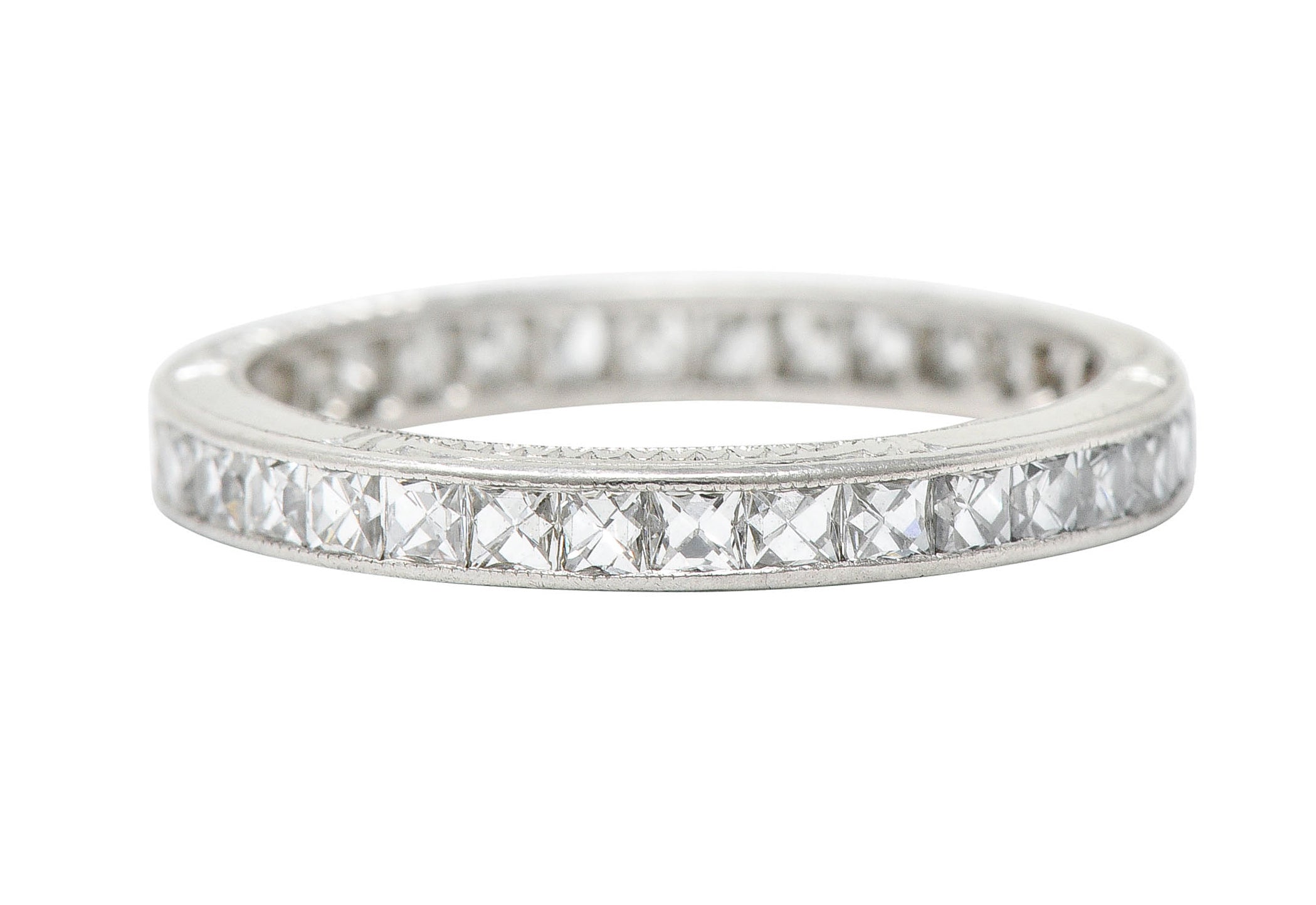 Art Deco 1.45 CTW French Cut Diamond Platinum Eternity Band RingRing - Wilson's Estate Jewelry