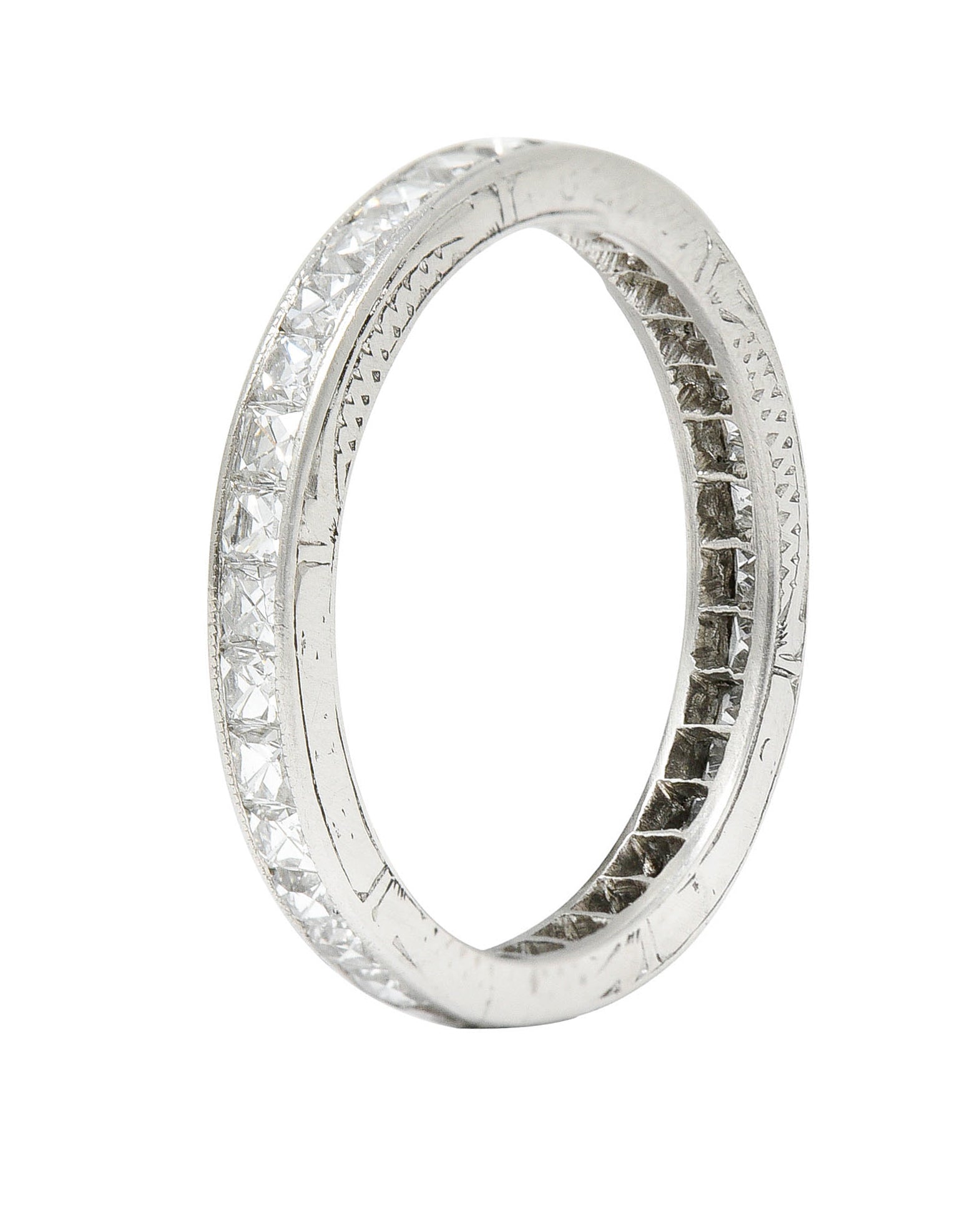 Art Deco 1.45 CTW French Cut Diamond Platinum Eternity Band RingRing - Wilson's Estate Jewelry