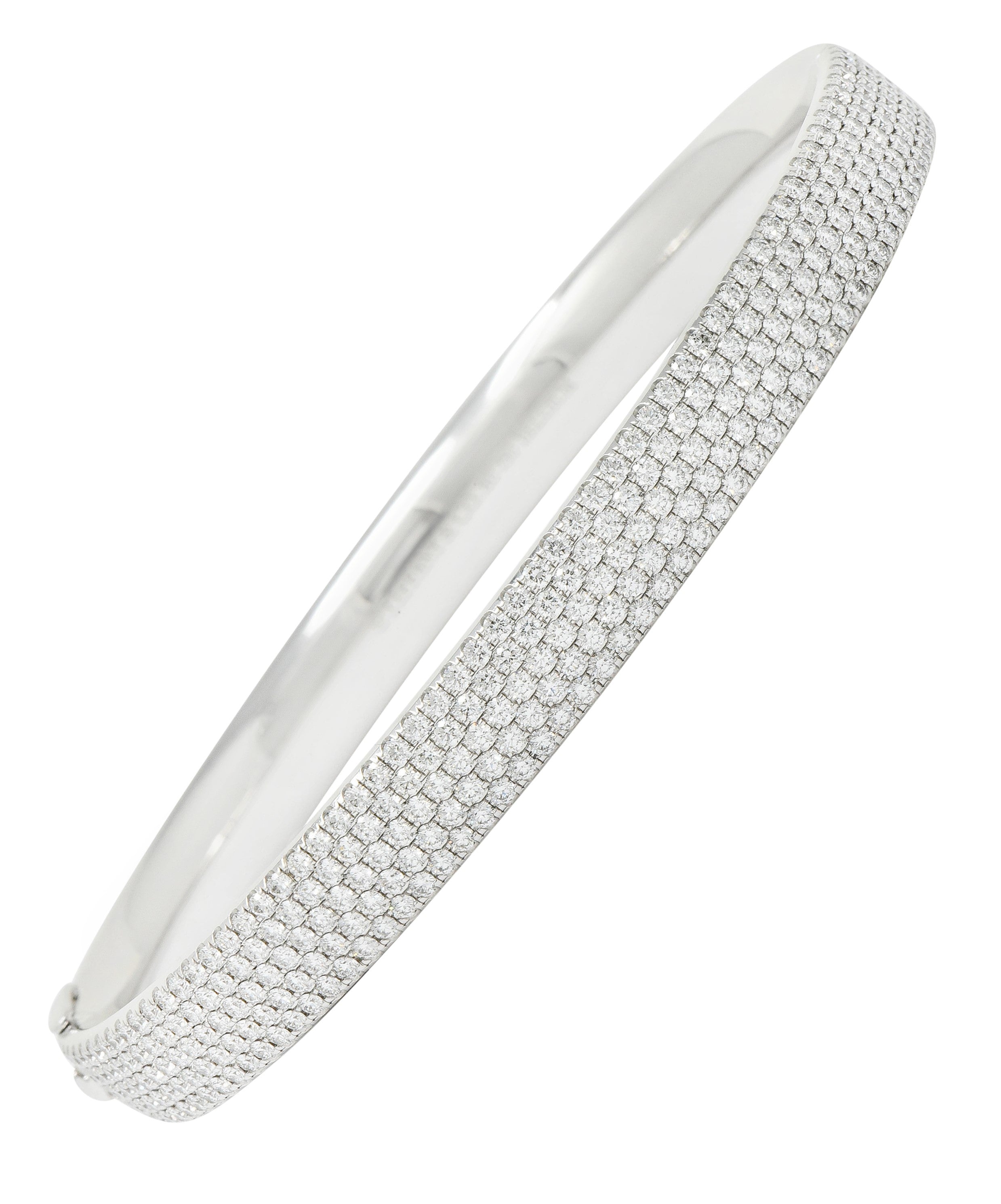 We-5978 Tiffany & Co. 4.96 CTW Pave Diamond 18 Karat White Gold Metro Bangle Braceletbracelet - Wilson's Estate Jewelry