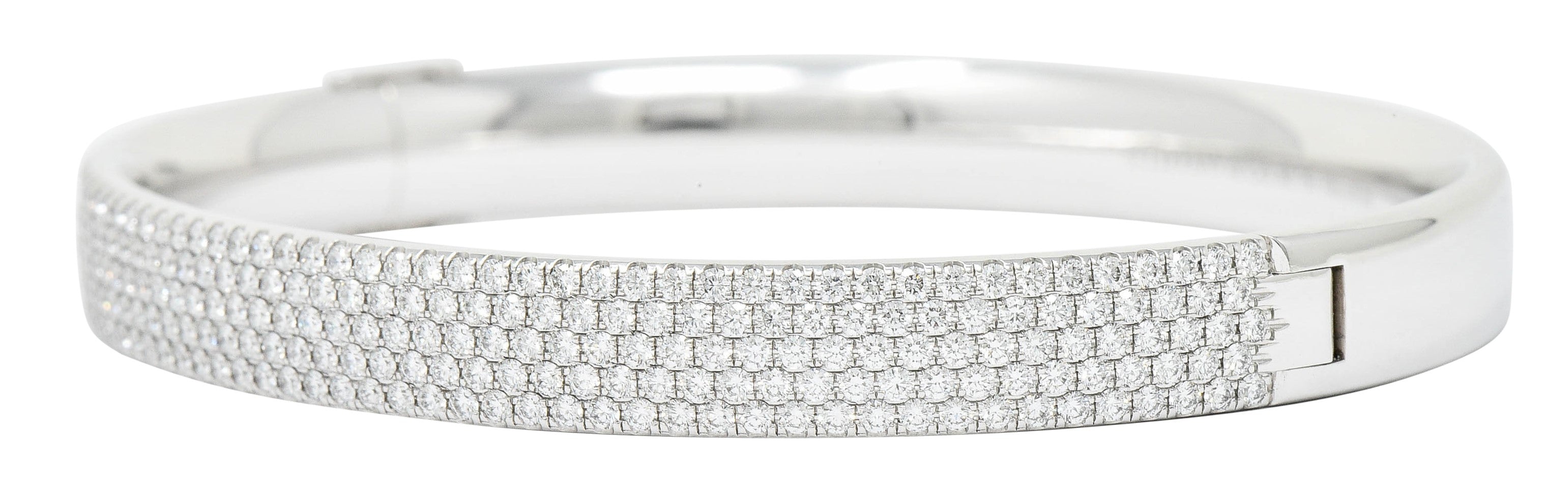 We-5978 Tiffany & Co. 4.96 CTW Pave Diamond 18 Karat White Gold Metro Bangle Braceletbracelet - Wilson's Estate Jewelry