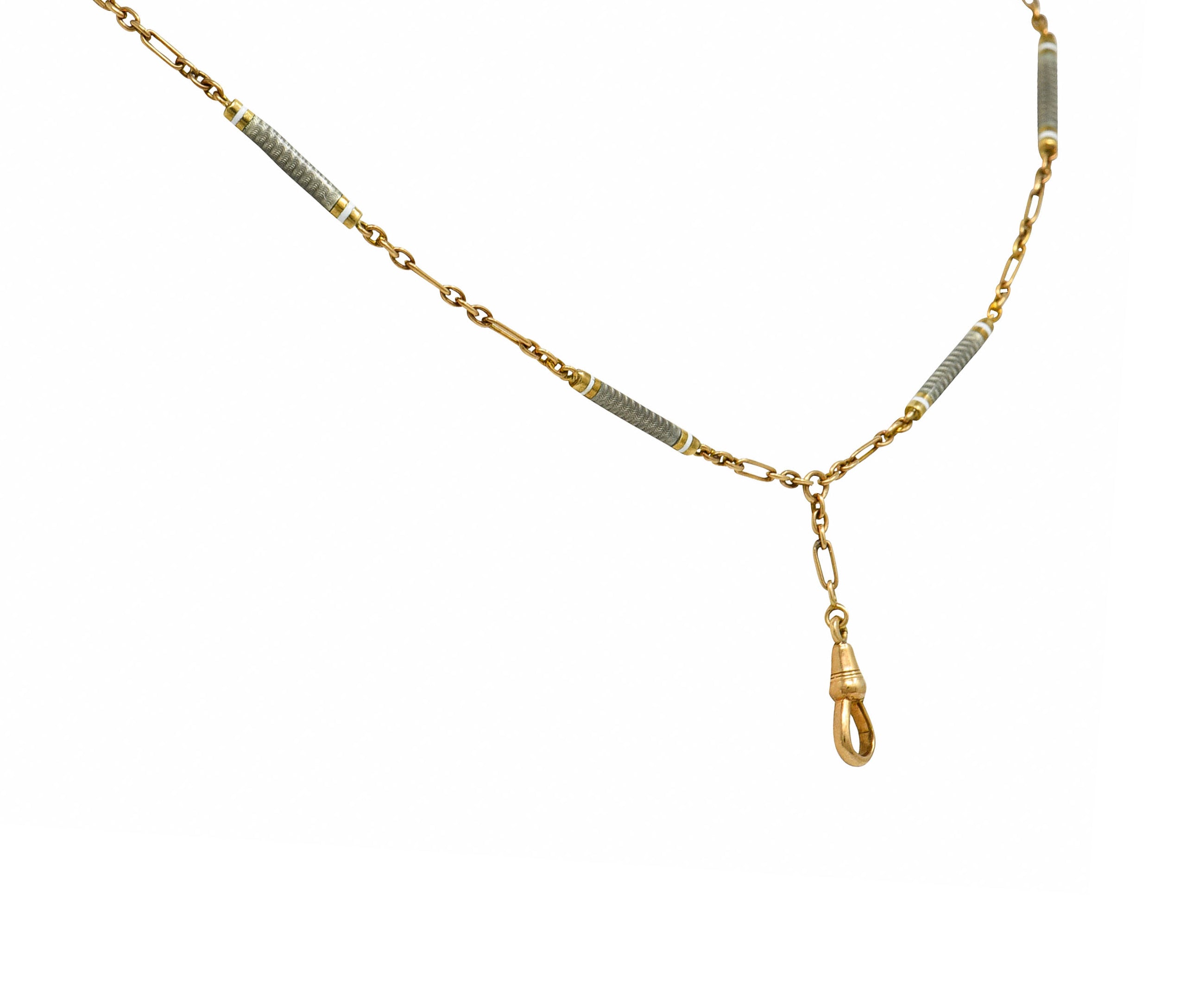 Carter & Gough Enamel 14 Karat Gold Barrel Link Chain NecklaceNecklace - Wilson's Estate Jewelry