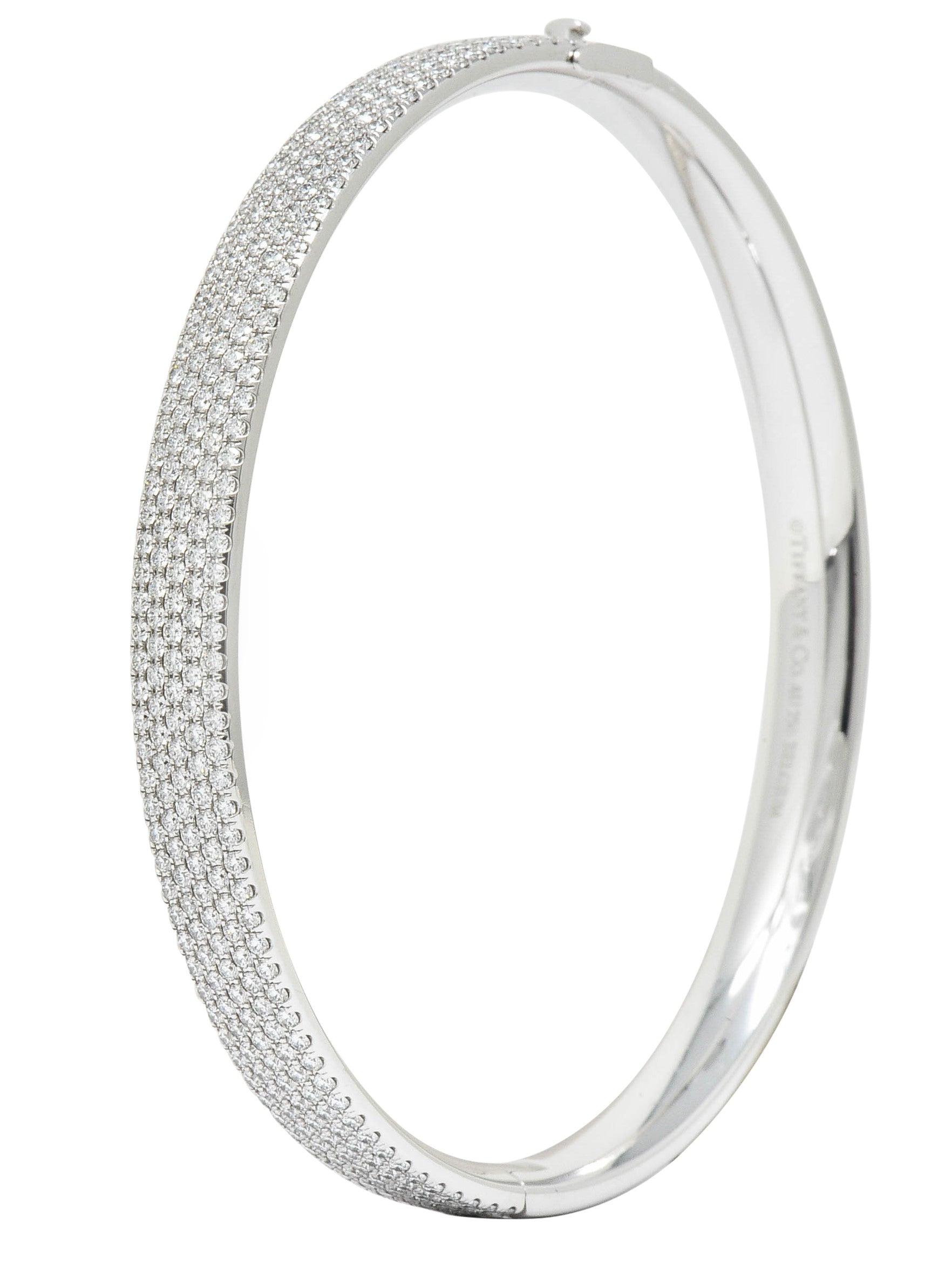 We-5978 Tiffany & Co. 4.96 CTW Pave Diamond 18 Karat White Gold Metro Bangle Braceletbracelet - Wilson's Estate Jewelry