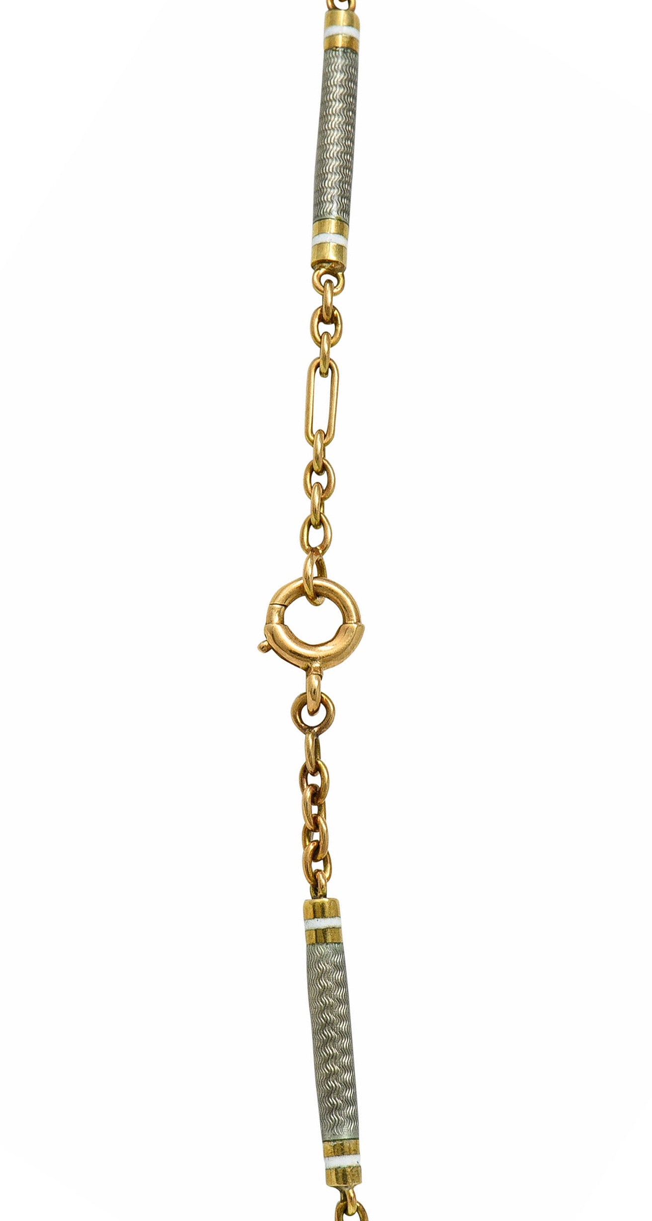 Carter & Gough Enamel 14 Karat Gold Barrel Link Chain NecklaceNecklace - Wilson's Estate Jewelry