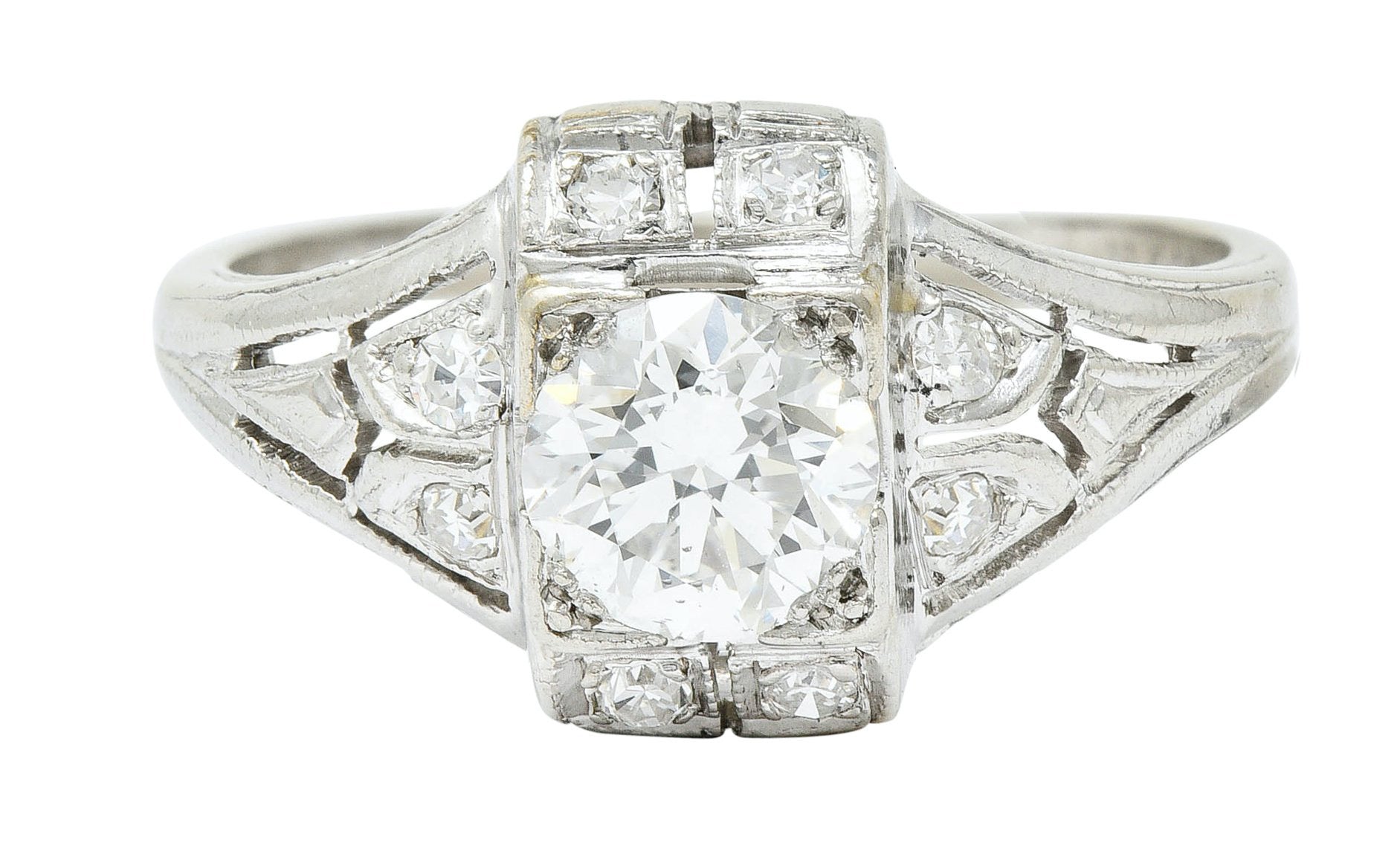 Art Deco 0.85 CTW Diamond Platinum Dinner Engagement RingRing - Wilson's Estate Jewelry