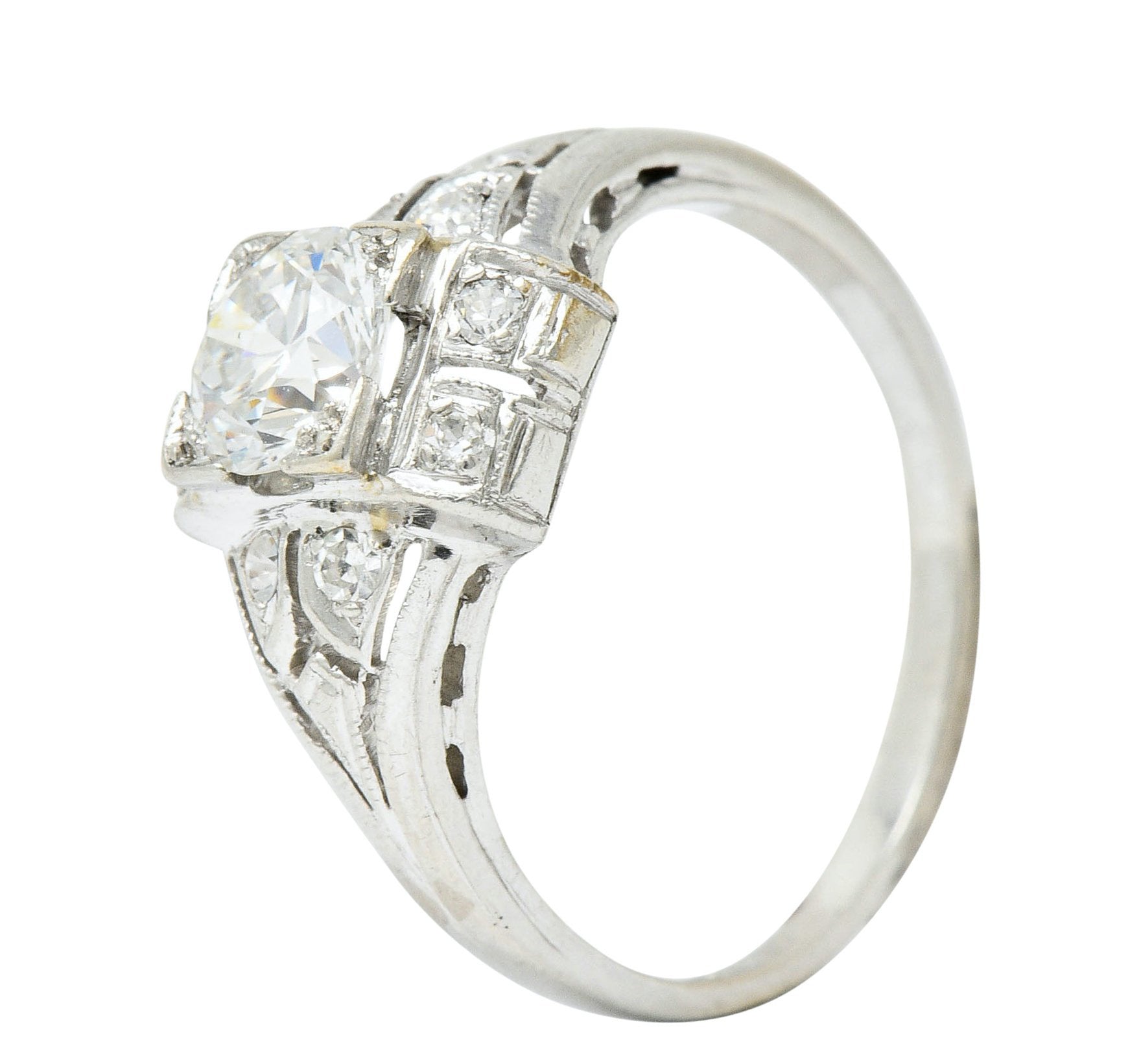 Art Deco 0.85 CTW Diamond Platinum Dinner Engagement RingRing - Wilson's Estate Jewelry