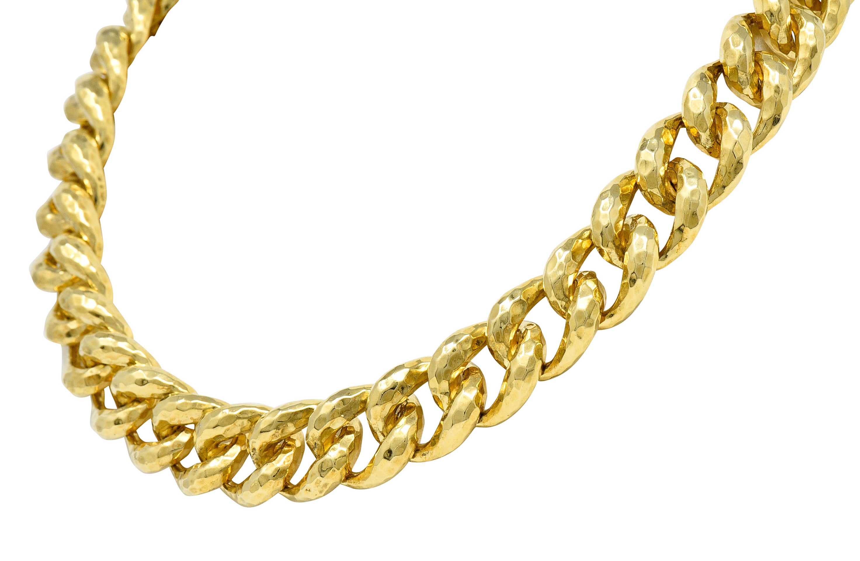 Henry Dunay Vintage 18 Karat Gold Cynnabar Faceted Curb Link NecklaceNecklace - Wilson's Estate Jewelry