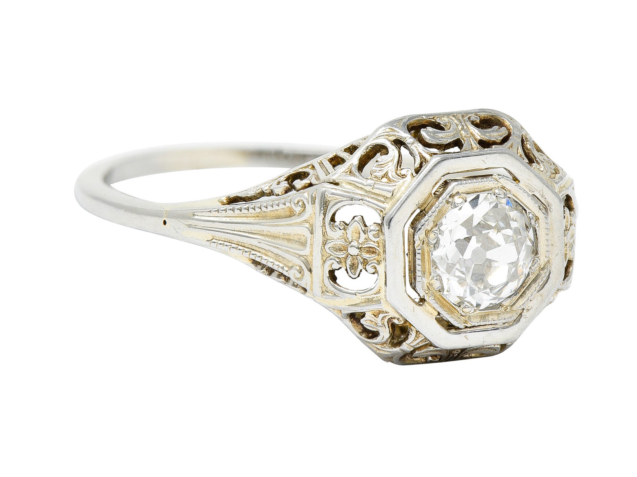 Art Deco 0.36 CTW Diamond 18 Karat White Gold Engagement RingRing - Wilson's Estate Jewelry