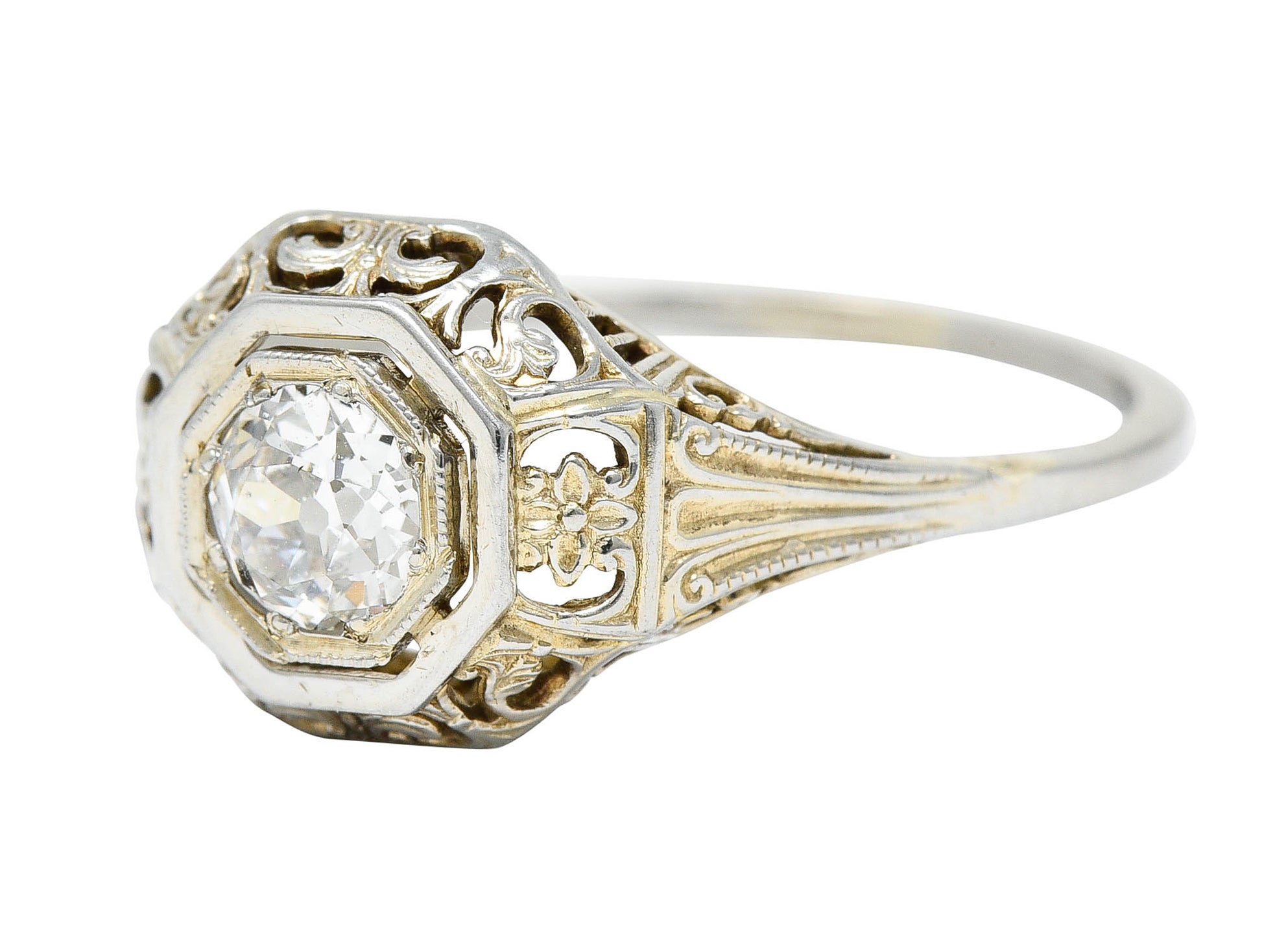 Art Deco 0.36 CTW Diamond 18 Karat White Gold Engagement RingRing - Wilson's Estate Jewelry