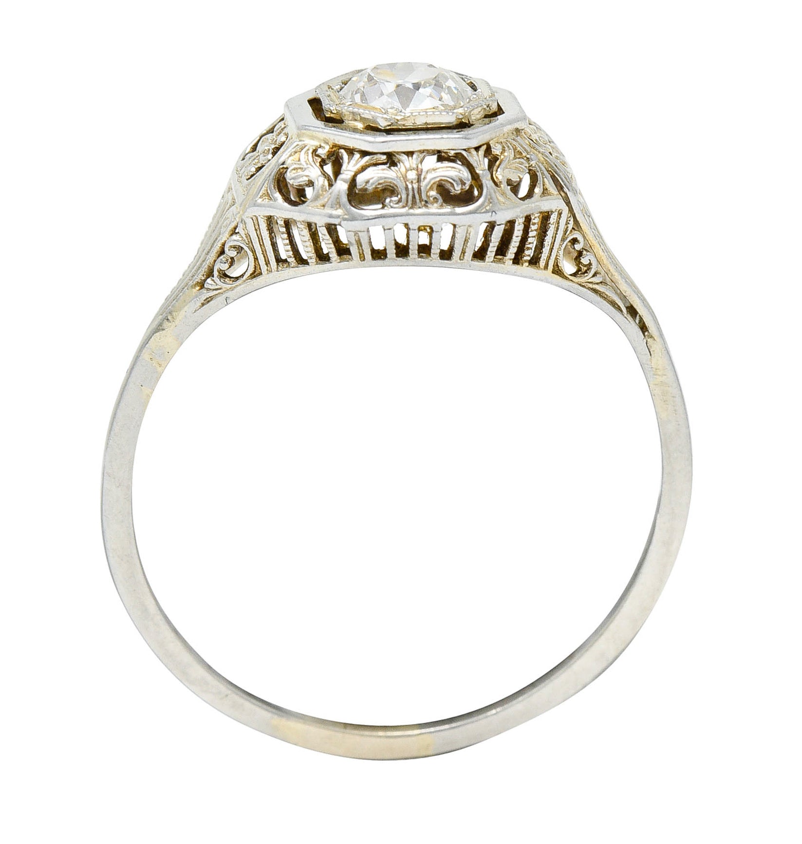 Art Deco 0.36 CTW Diamond 18 Karat White Gold Engagement RingRing - Wilson's Estate Jewelry