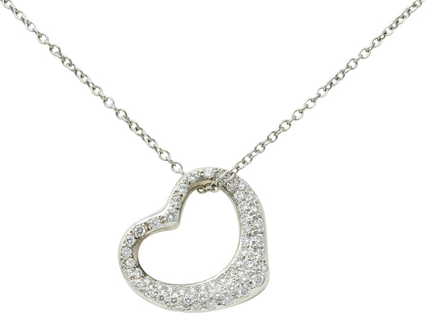 Elsa Peretti Tiffany & Co. 1.00 CTW Diamond Platinum 22MM Open Heart Pendant NecklaceNecklace - Wilson's Estate Jewelry