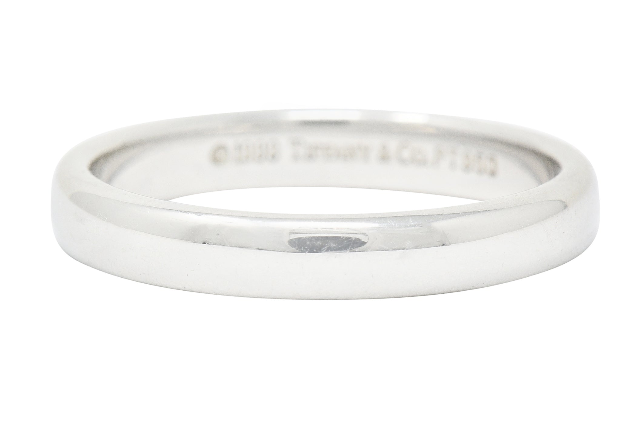 1990's Classic Tiffany & Co. Platinum 3MM Unisex Wedding Band Ring - Wilson's Estate Jewelry