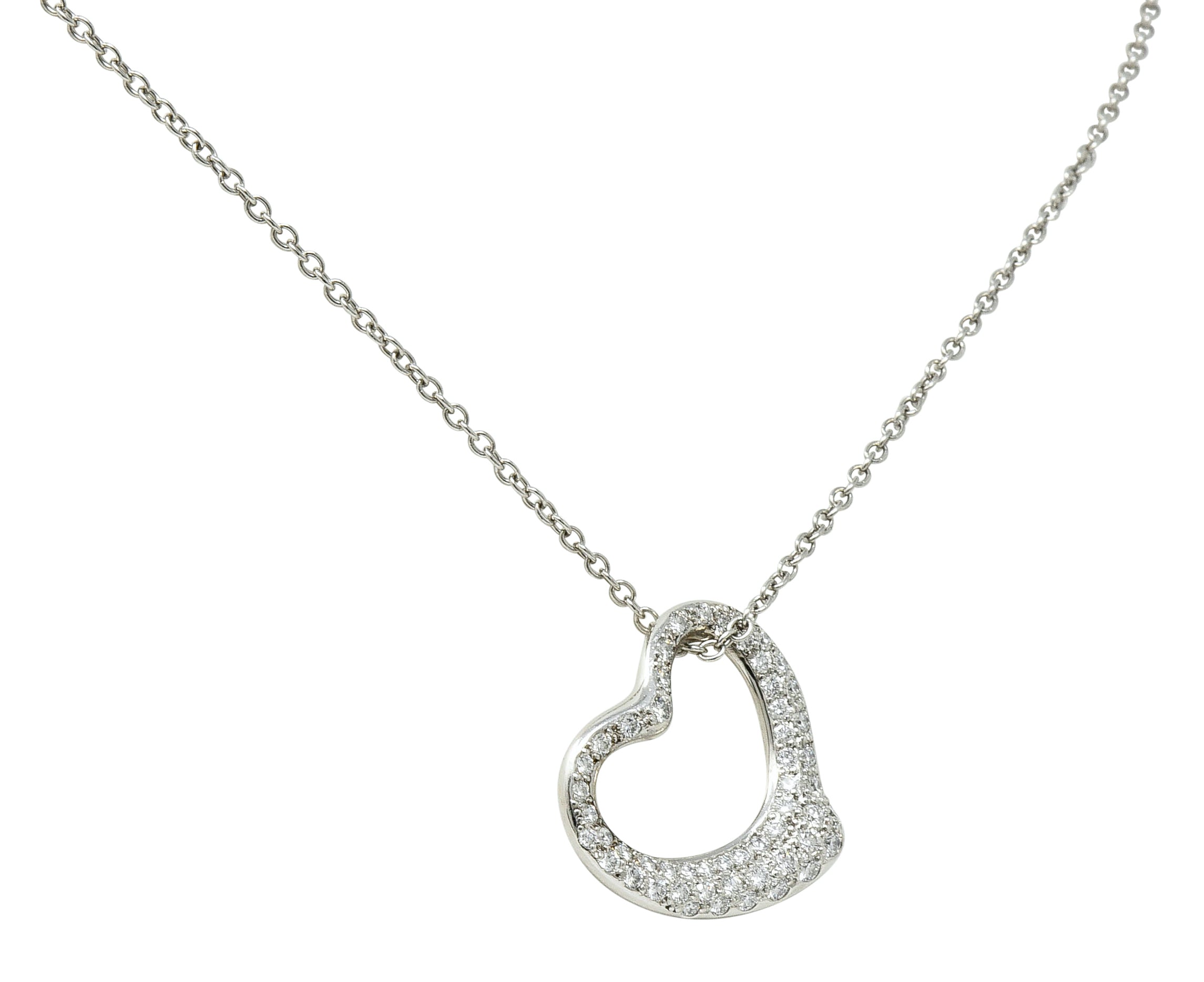 Elsa Peretti Tiffany & Co. 1.00 CTW Diamond Platinum 22MM Open Heart Pendant NecklaceNecklace - Wilson's Estate Jewelry