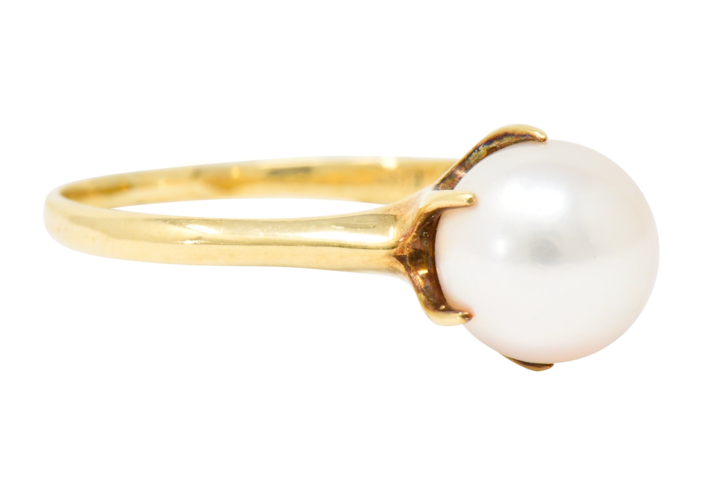 Mikimoto Vintage Cultured Pearl 14 Karat Gold Solitaire Ring - Wilson's Estate Jewelry