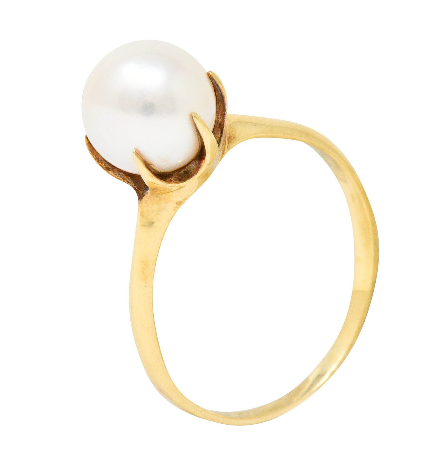 Mikimoto Vintage Cultured Pearl 14 Karat Gold Solitaire Ring - Wilson's Estate Jewelry