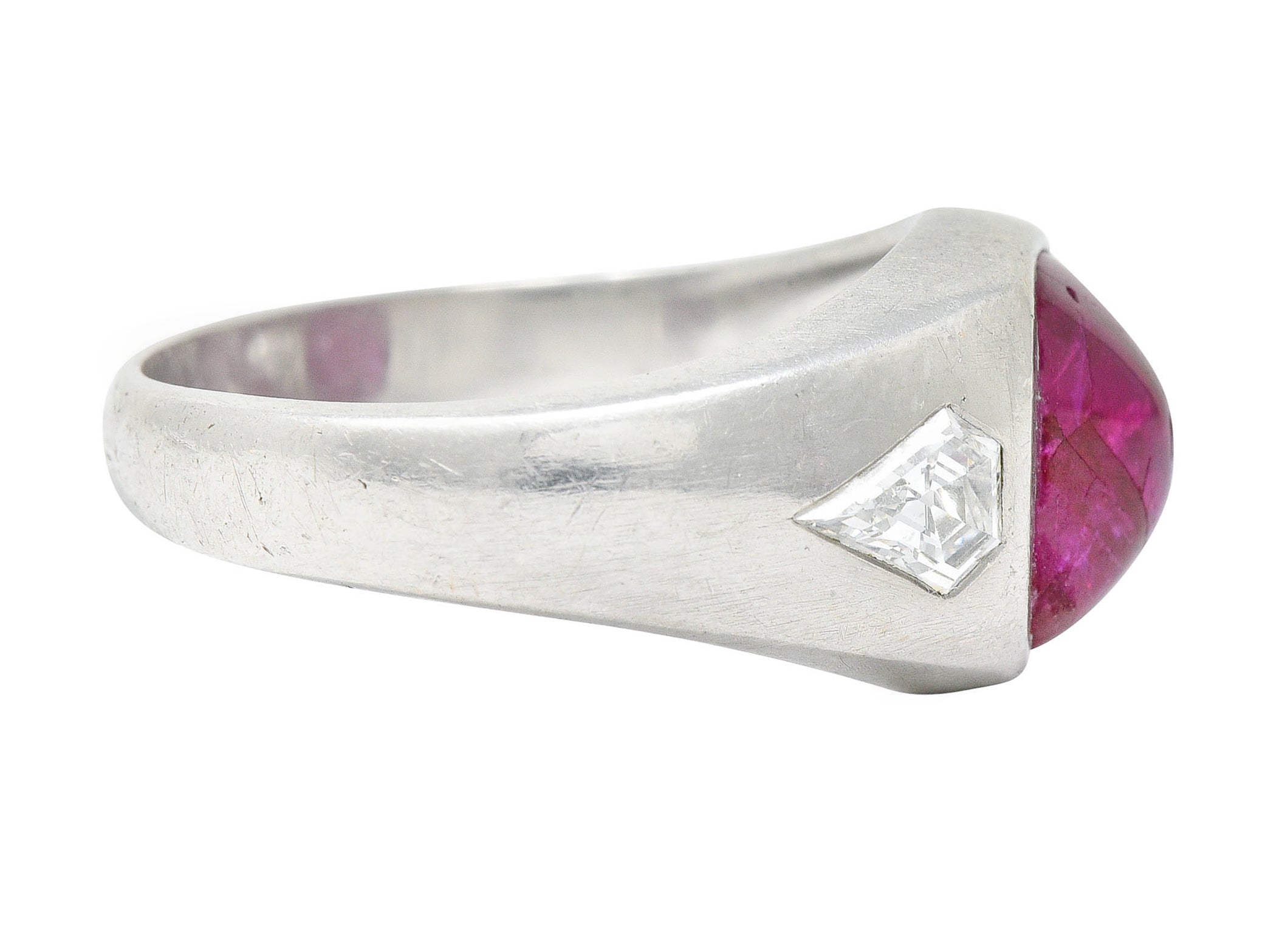 Mid-Century 5.75 CTW No Heat Burmese Ruby Diamond Platinum Unisex Band Ring GIARing - Wilson's Estate Jewelry