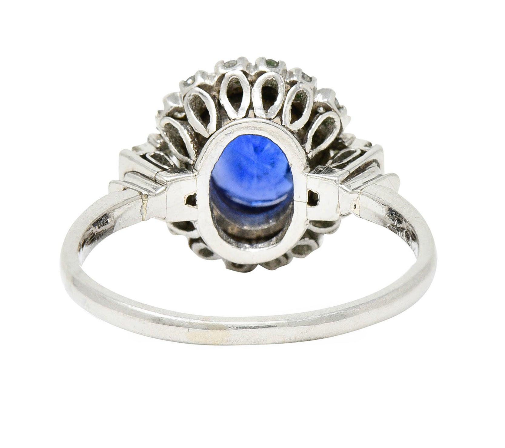 Late Art Deco 2.42 CTW No Heat Burma Sapphire Diamond Platinum Cluster Ring GIARing - Wilson's Estate Jewelry