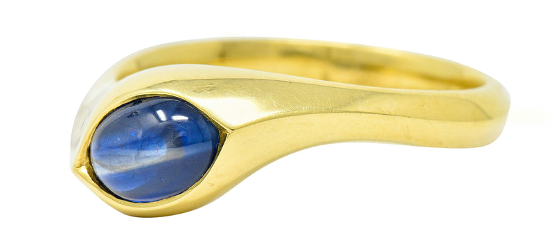 Vintage Sapphire Cabochon 18 Karat Gold Eyelet Band Ring Circa 1990sRing - Wilson's Estate Jewelry