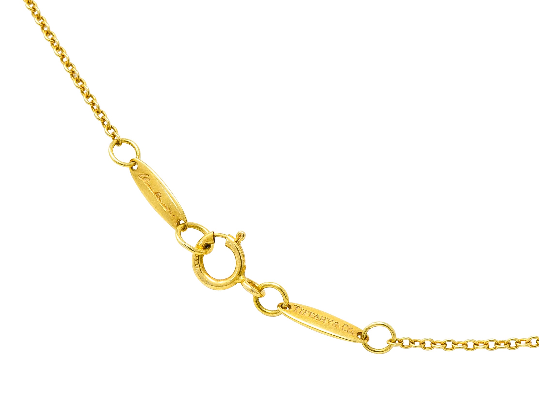 Elsa Peretti Tiffany & Co. 18 Karat Gold 14MM Open Heart Pendant Necklace - Wilson's Estate Jewelry