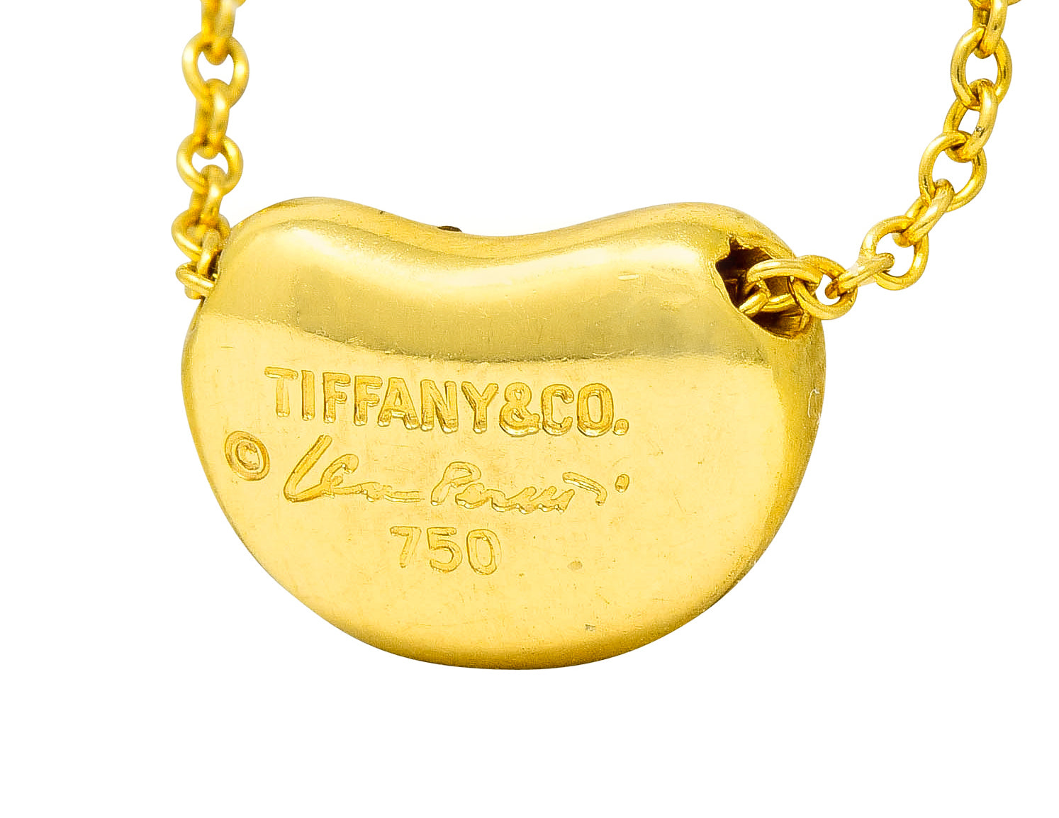 Elsa Peretti Tiffany & Co. 18 Karat Gold Iconic Bean Necklace - Wilson's Estate Jewelry