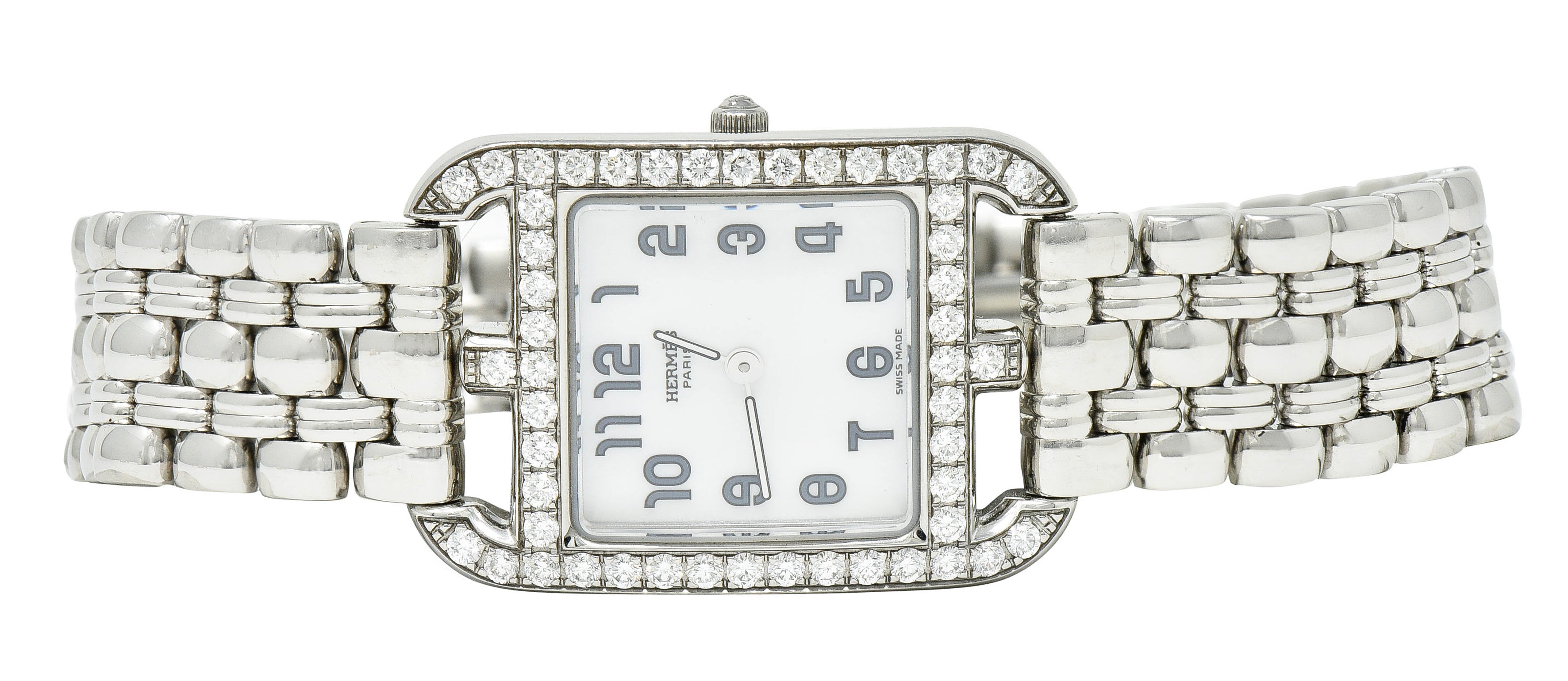 Hermes 1.25 CTW Diamond Stainless Steel Cape Cod Watch Braceletbracelet - Wilson's Estate Jewelry