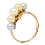 Early Art Deco Cultured Pearl 14 Karat Rose Gold Bypass RingRing - Wilson's Estate Jewelry