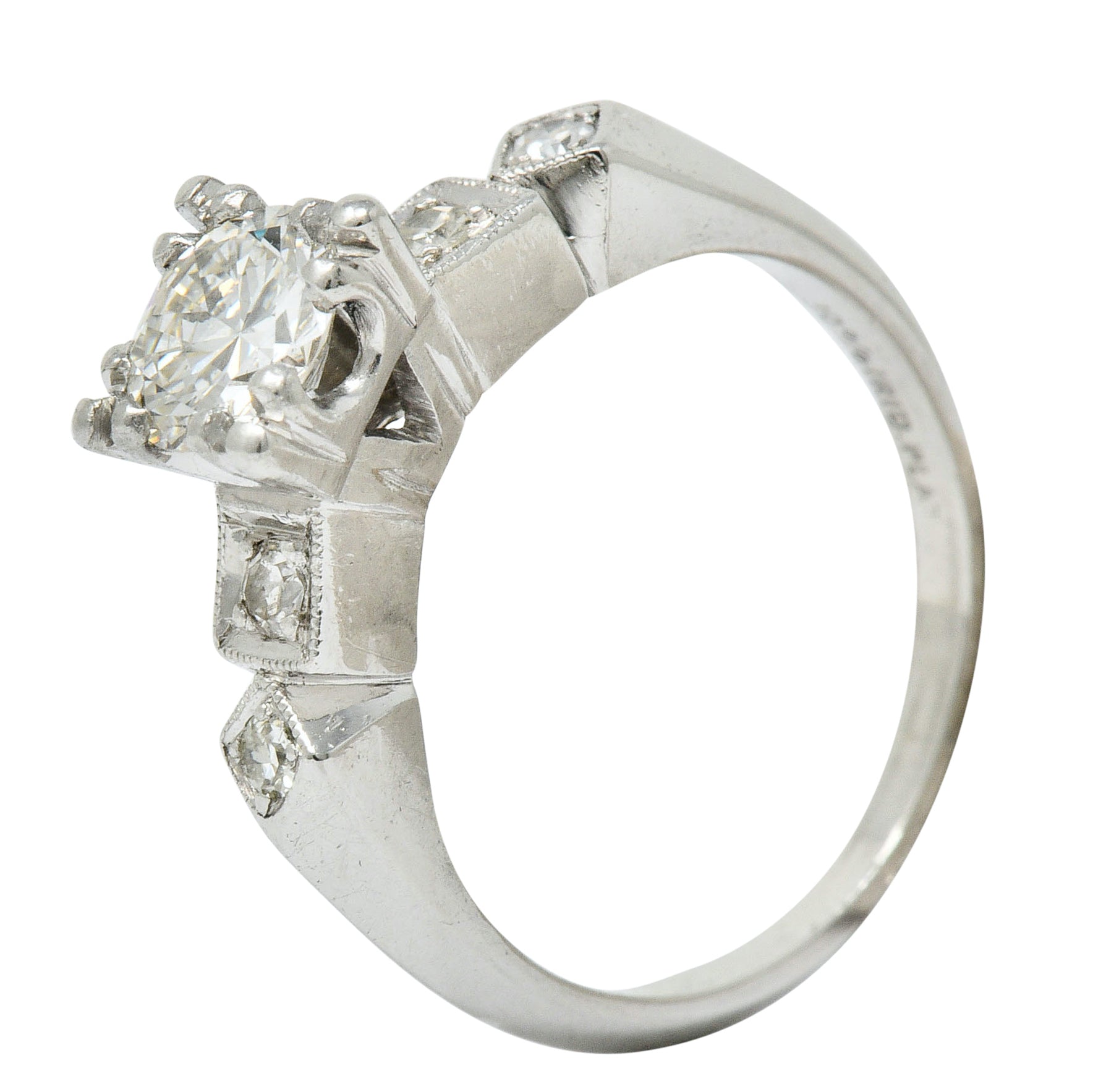 Retro 0.75 CTW Diamond Platinum Geometric Engagement RingRing - Wilson's Estate Jewelry