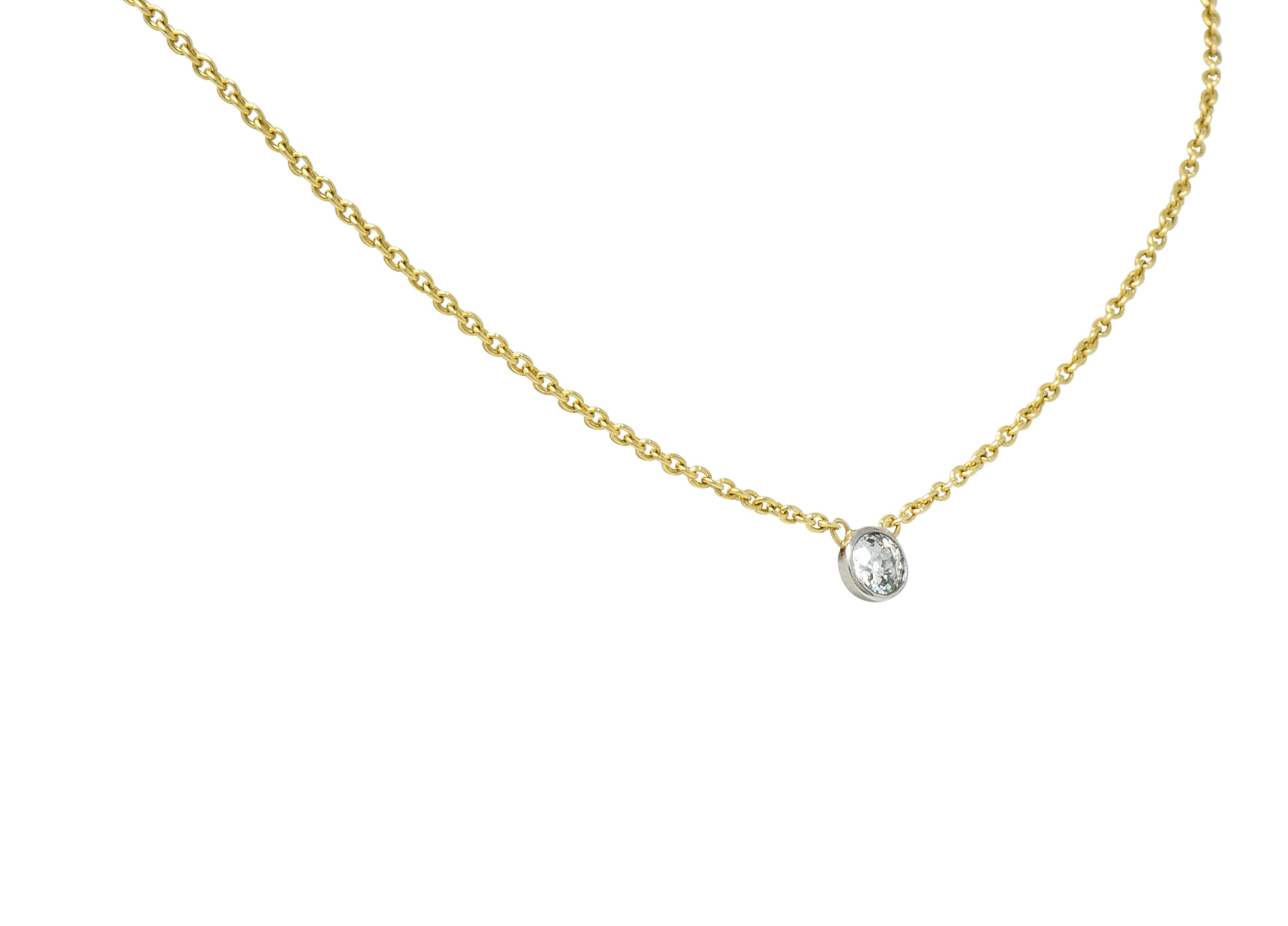 1990's Classic 0.35 CTW Diamond Solitaire 14 Karat Two-Tone Necklace - Wilson's Estate Jewelry