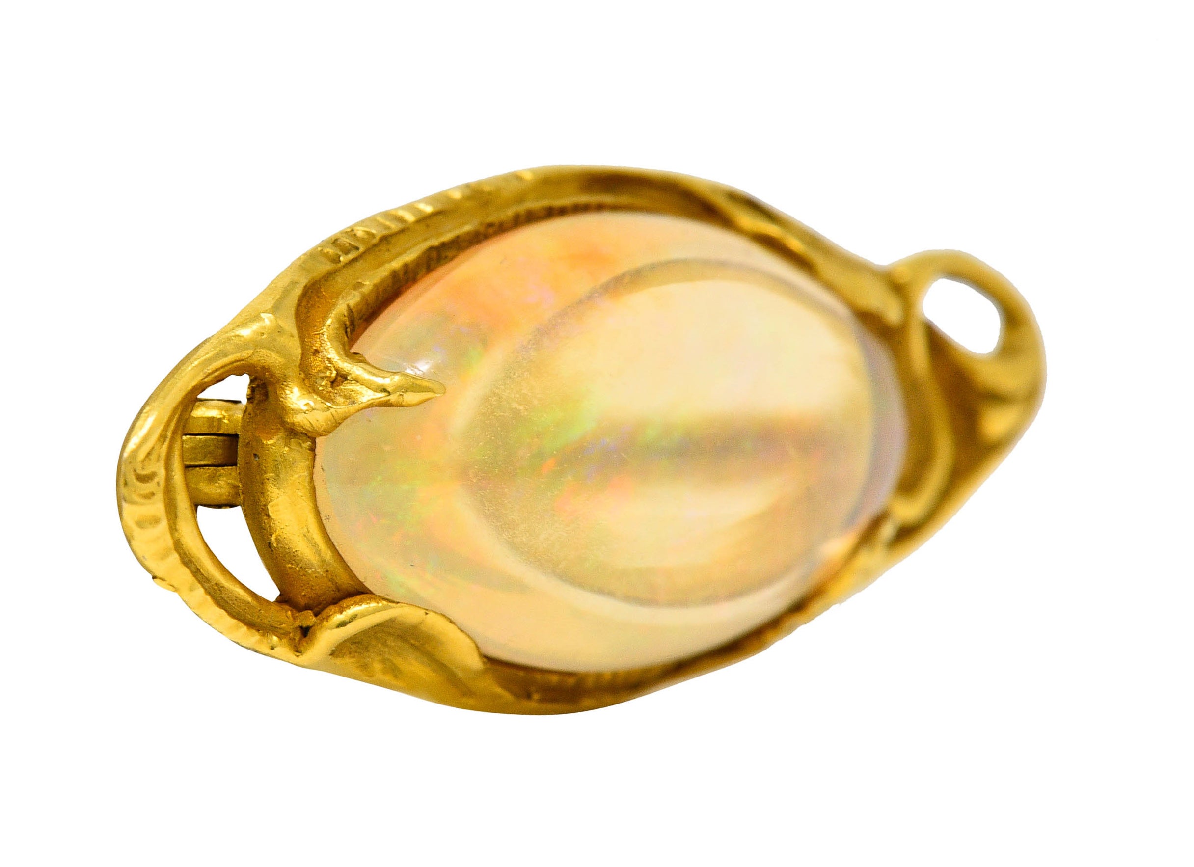 Walton & Co. Jelly Opal Cabochon 14 Karat Gold Gingko BroochBrooch - Wilson's Estate Jewelry