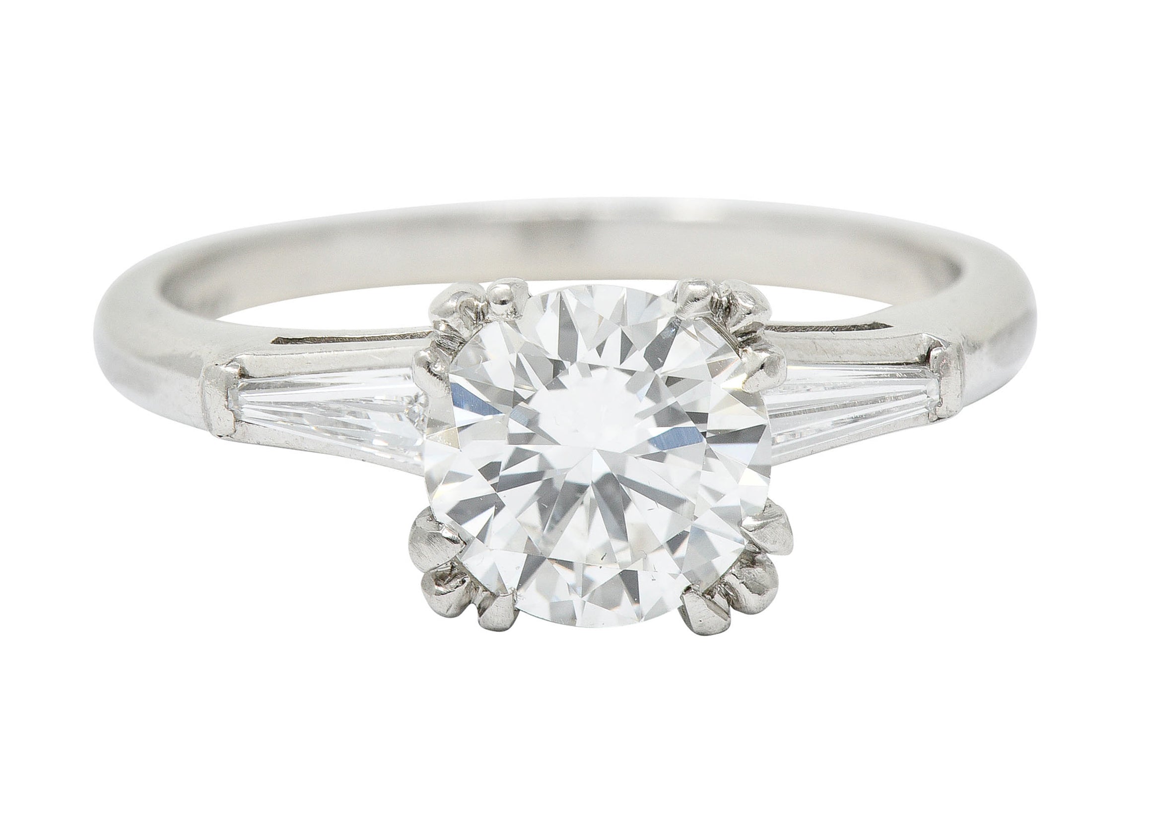 Mid-Century 1.40 CTW Diamond Platinum Engagement Ring GIA Circa 1950Ring - Wilson's Estate Jewelry