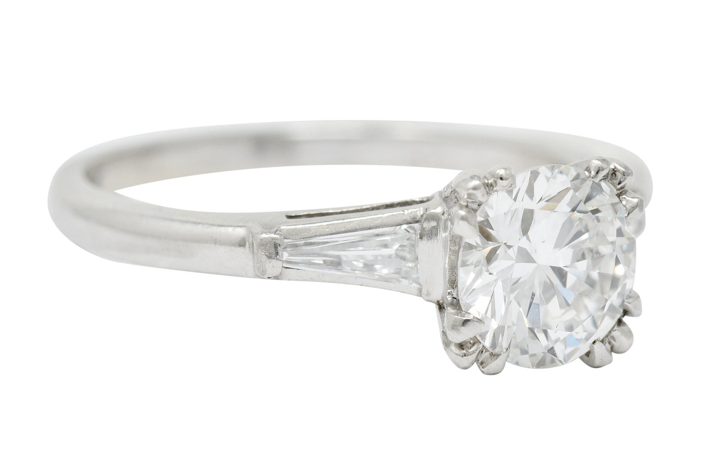 Mid-Century 1.40 CTW Diamond Platinum Engagement Ring GIA Circa 1950Ring - Wilson's Estate Jewelry