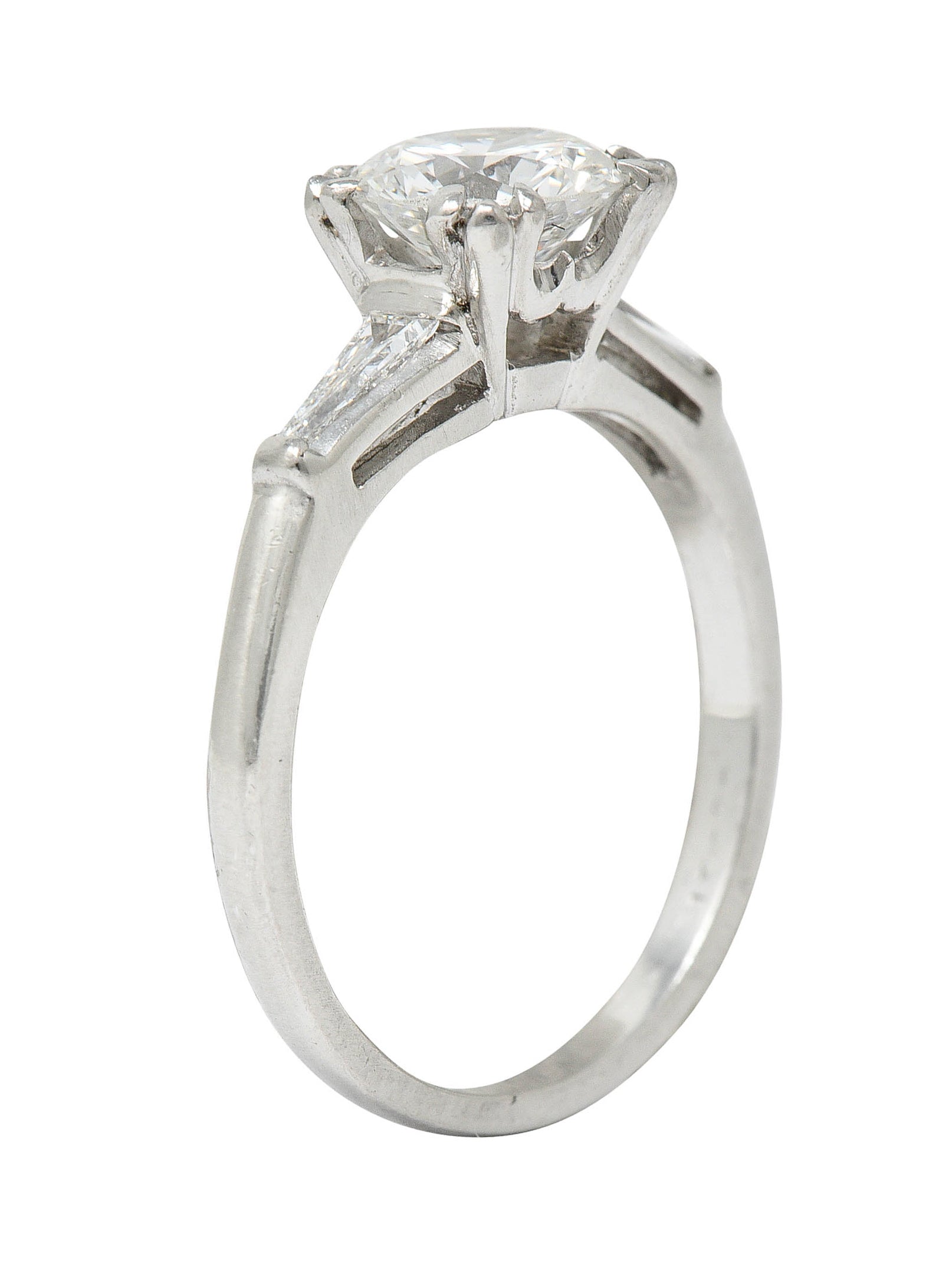 Mid-Century 1.40 CTW Diamond Platinum Engagement Ring GIA Circa 1950Ring - Wilson's Estate Jewelry