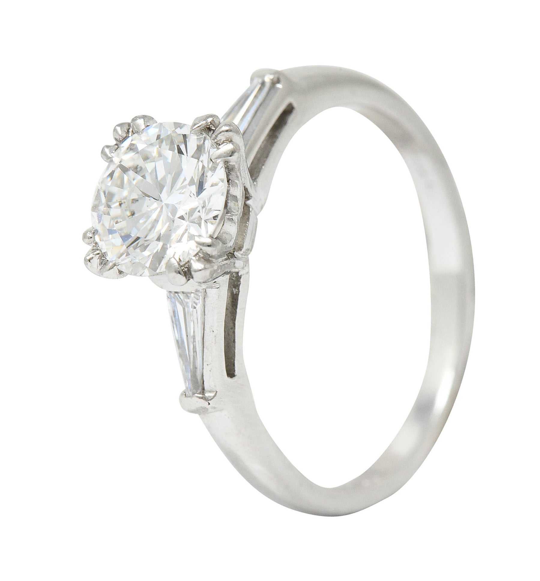 Mid-Century 1.40 CTW Diamond Platinum Engagement Ring GIA Circa 1950Ring - Wilson's Estate Jewelry