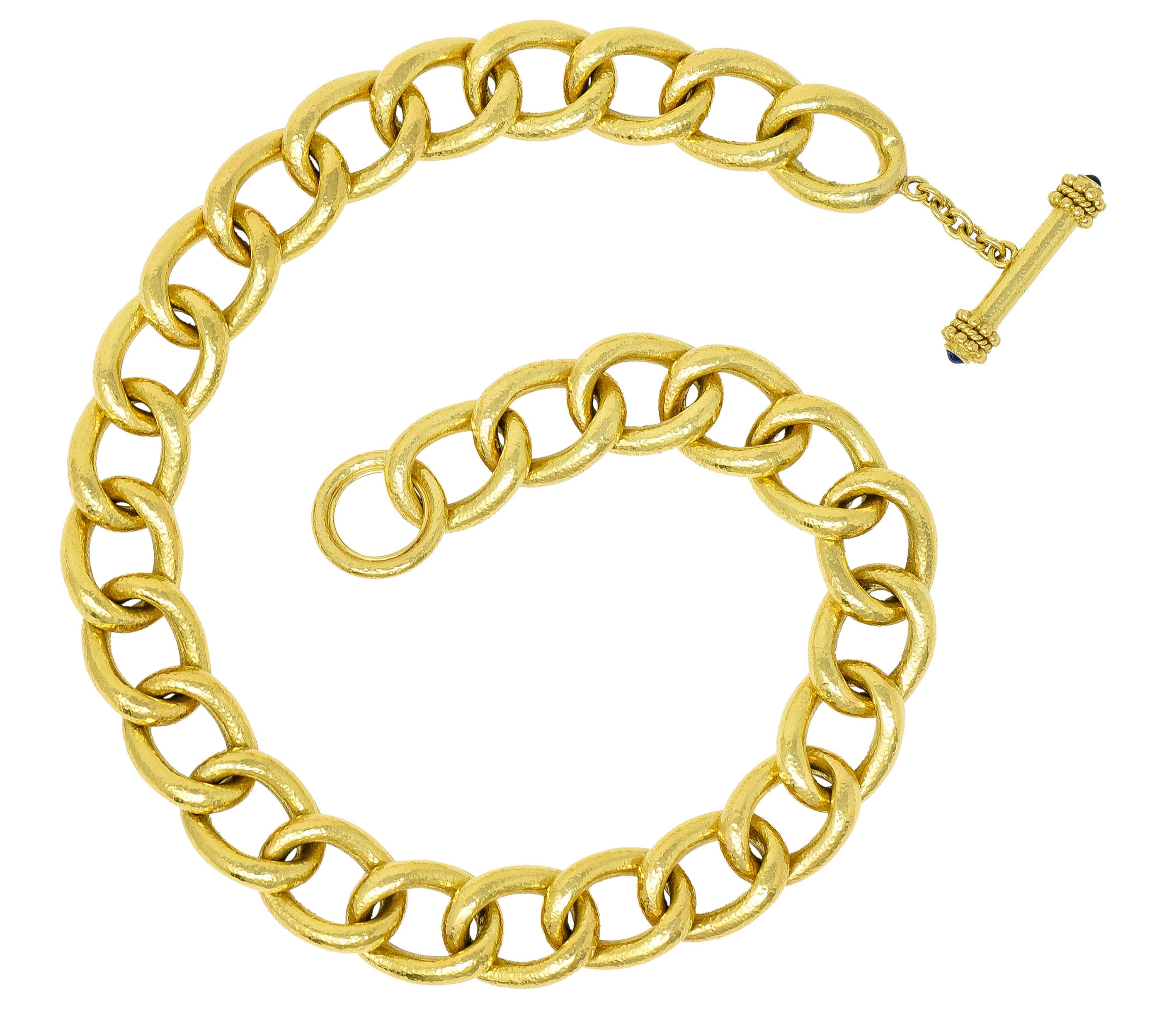 Elizabeth Locke Sapphire 18 Karat Gold Substantial Curb Link Chain Collar NecklaceNecklace - Wilson's Estate Jewelry