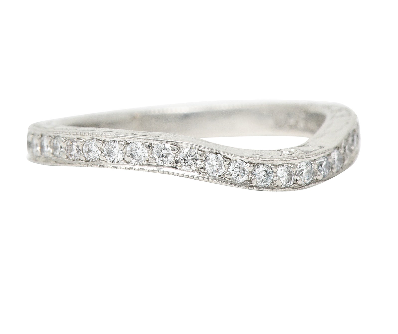 Mid-Century 0.63 CTW Diamond Platinum Garland Eternity Contour Band Vintage Ring Wilson's Estate Jewelry