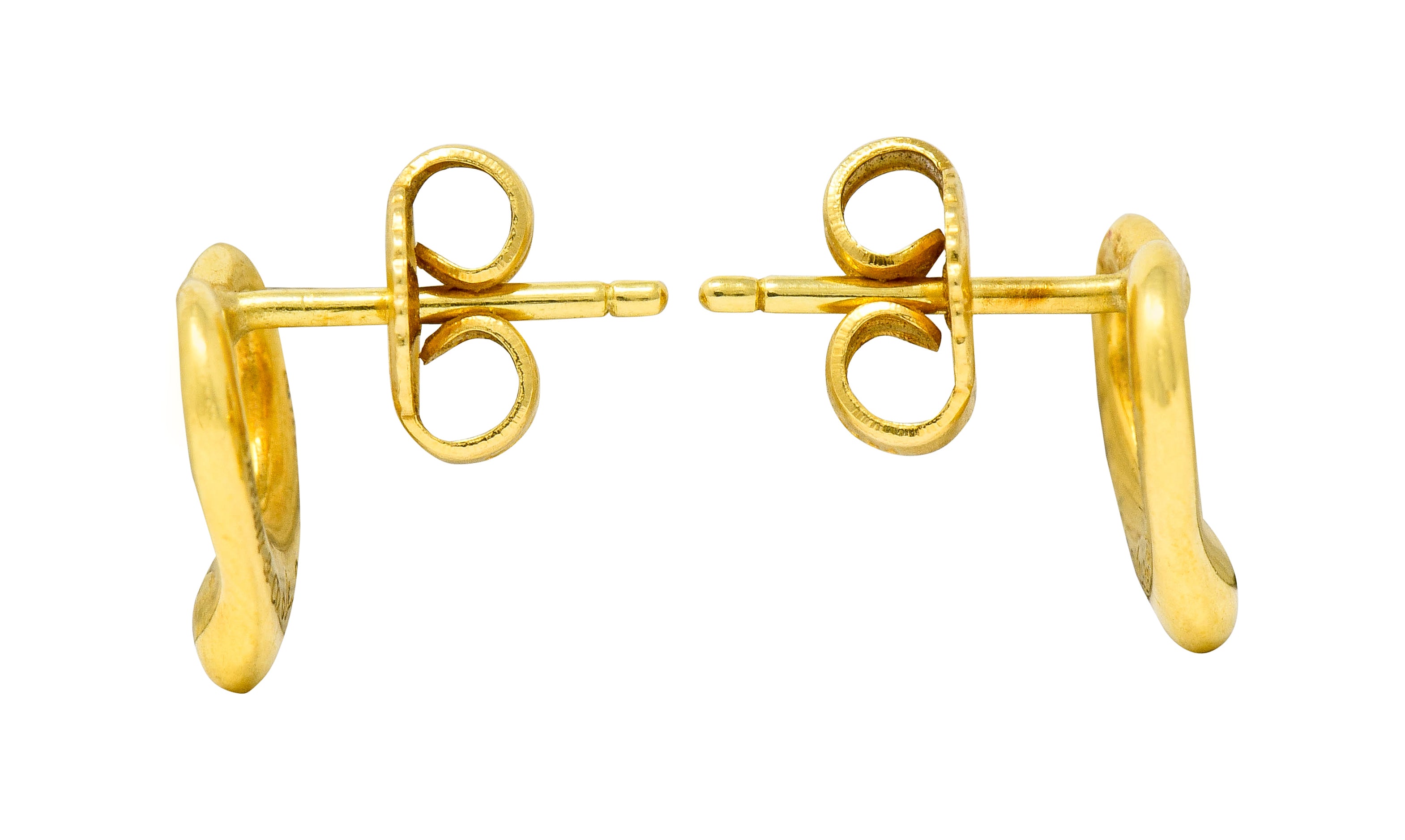 Elsa Peretti Tiffany & Co. 18 Karat Gold Open Heart Stud Earrings - Wilson's Estate Jewelry