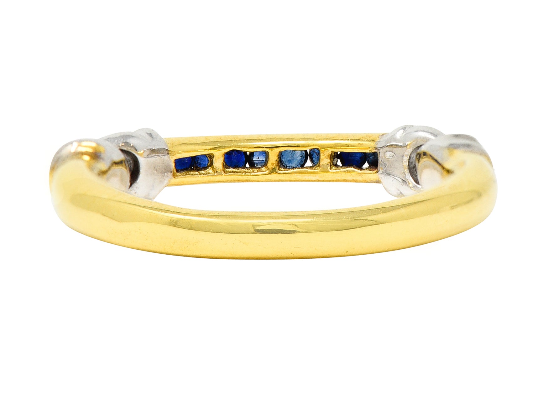 Sapphire 18 Karat Two-Tone Gold Channel Band Vintage Ring Wilson's Estate Jewelry