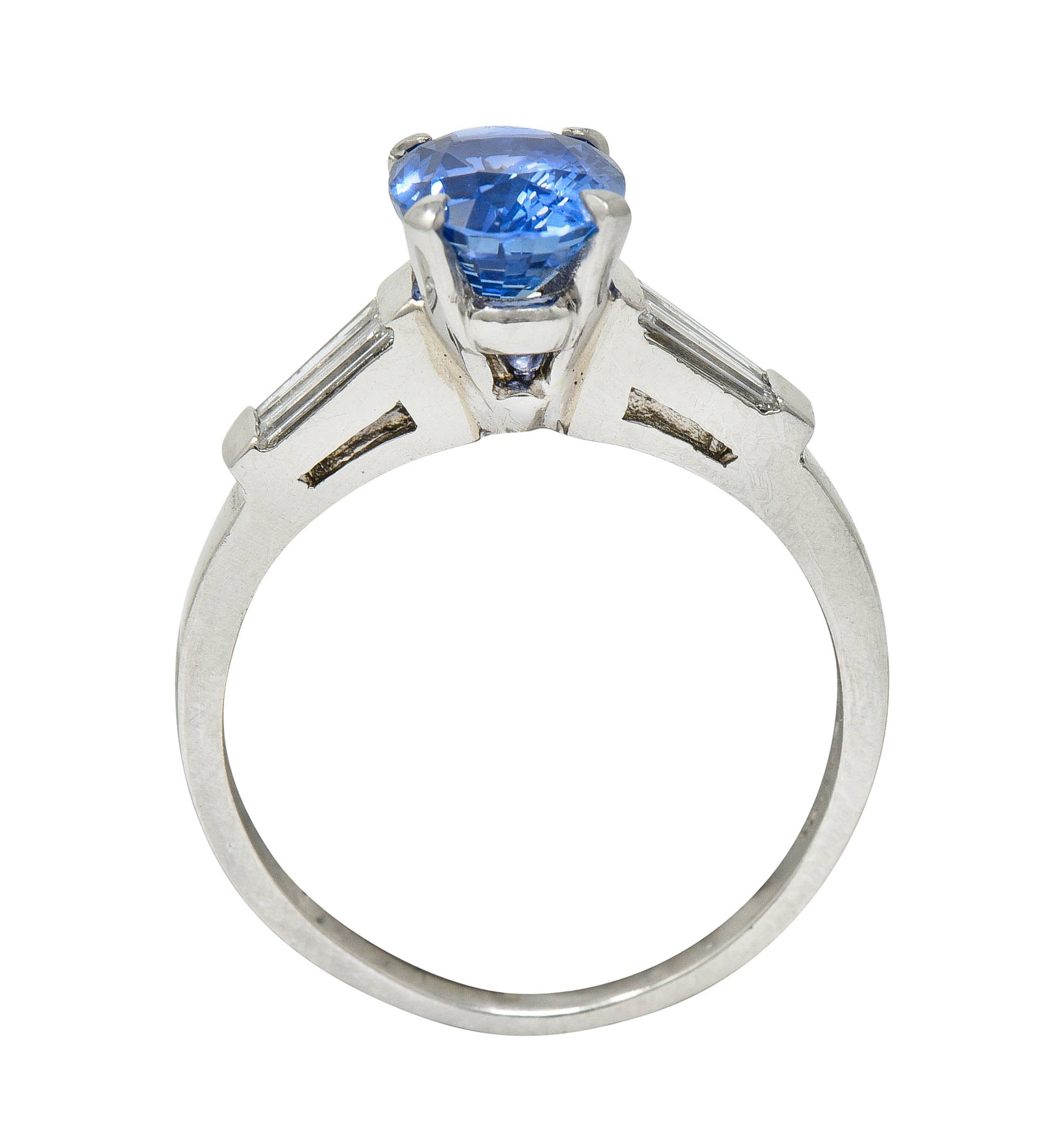 Mid-Century 3.34 CTW No Heat Ceylon Sapphire Diamond Platinum Ring GIA Circa 1950sRing - Wilson's Estate Jewelry