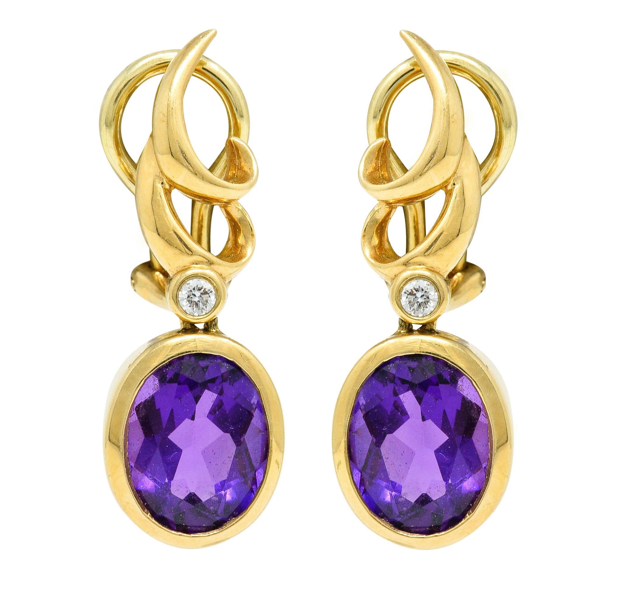 Retro Diamond Amethyst 14 Karat Gold Drop EarringsEarrings - Wilson's Estate Jewelry