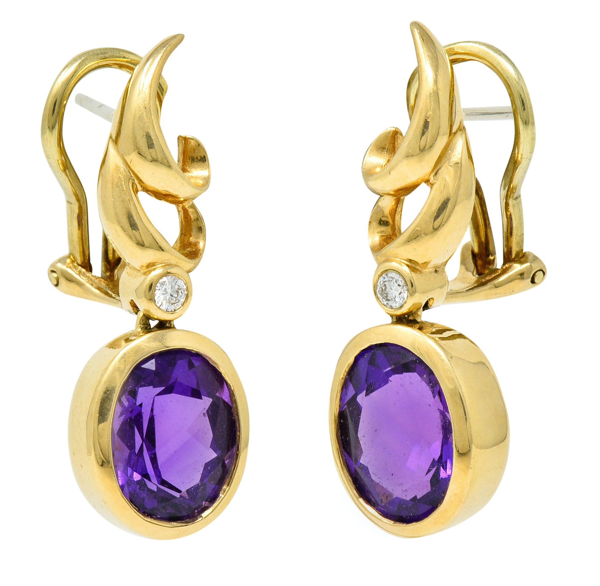 Retro Diamond Amethyst 14 Karat Gold Drop EarringsEarrings - Wilson's Estate Jewelry