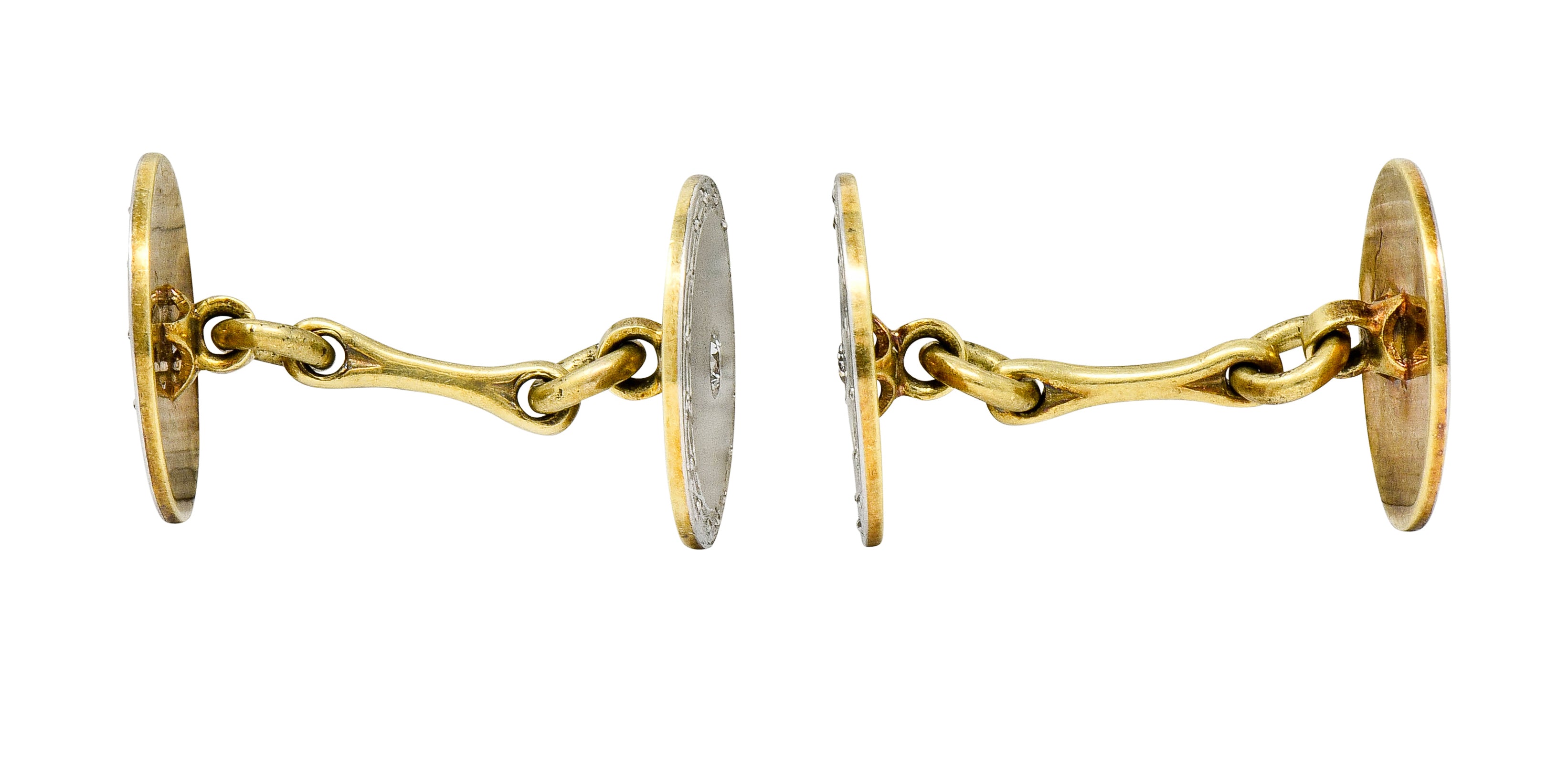 Art Deco Diamond Platinum-Topped 14 Karat Gold Men's Cufflinks - Wilson's Estate Jewelry