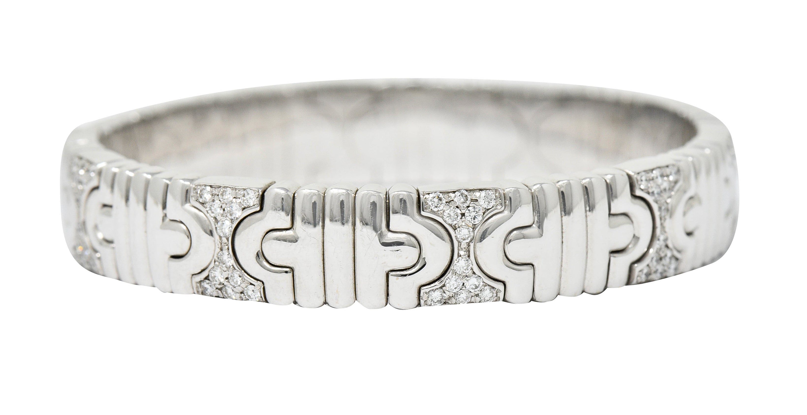 Bulgari 1.50 CTW Pave Diamond 18 Karat White Gold Parentesi Cuff Bracelet Circa 1990bracelet - Wilson's Estate Jewelry