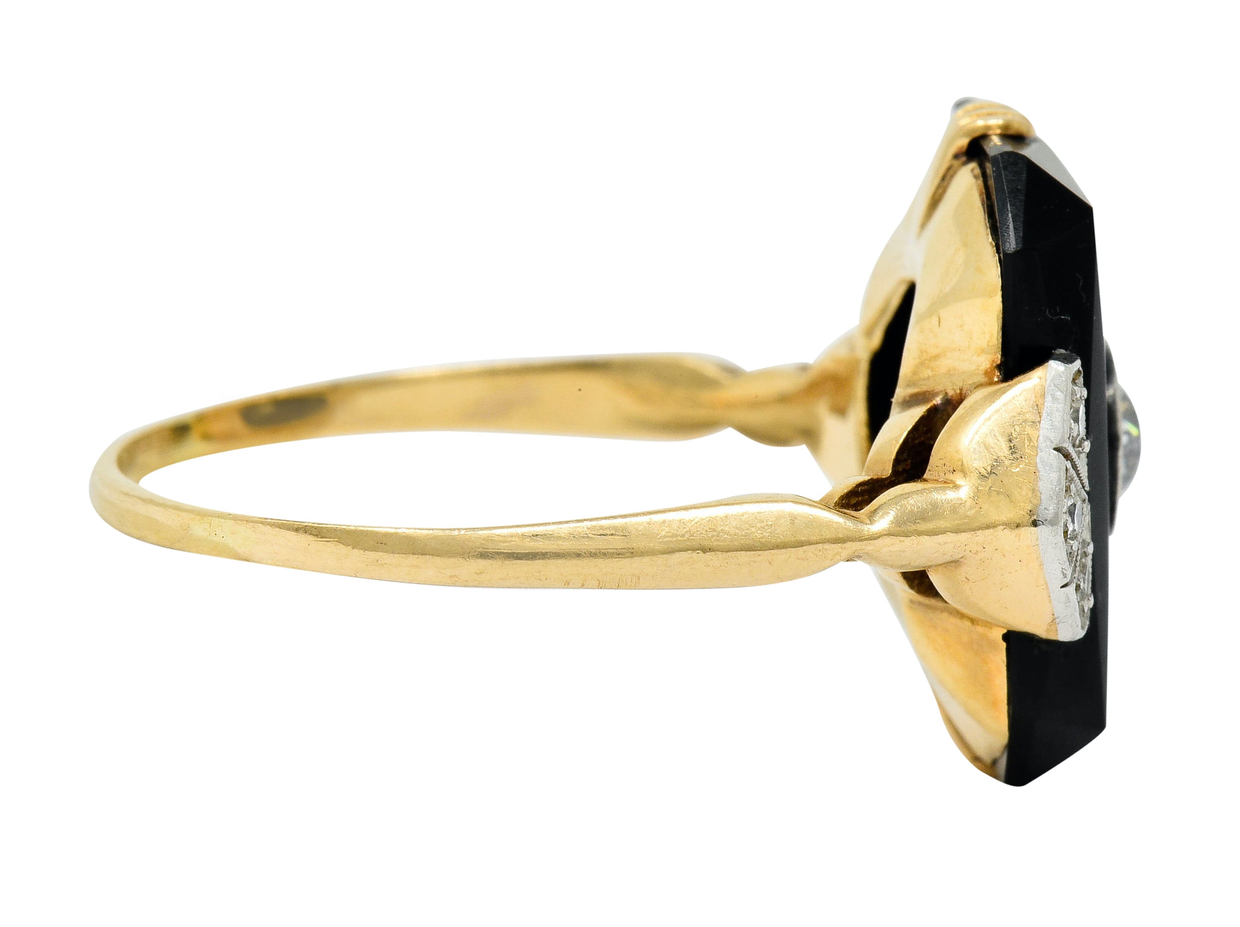 Art Deco Diamond Onyx Platinum-Topped 14 Karat Gold Ring - Wilson's Estate Jewelry