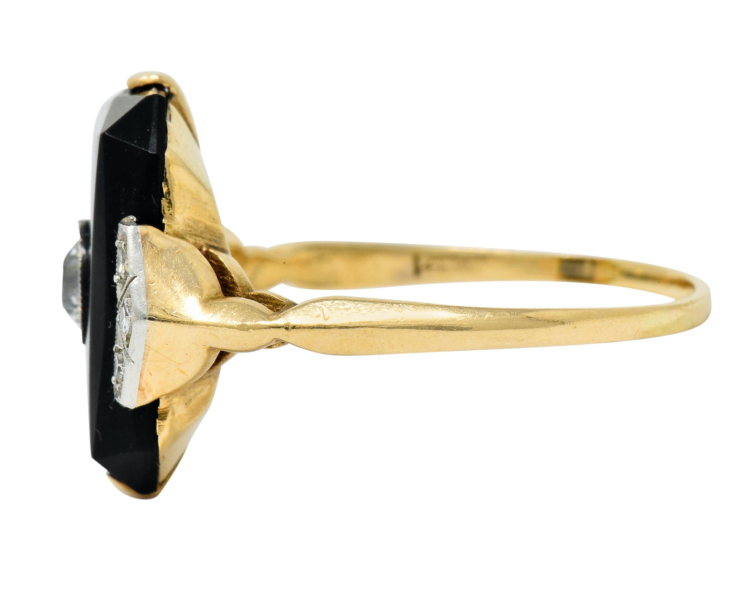 Art Deco Diamond Onyx Platinum-Topped 14 Karat Gold Ring - Wilson's Estate Jewelry