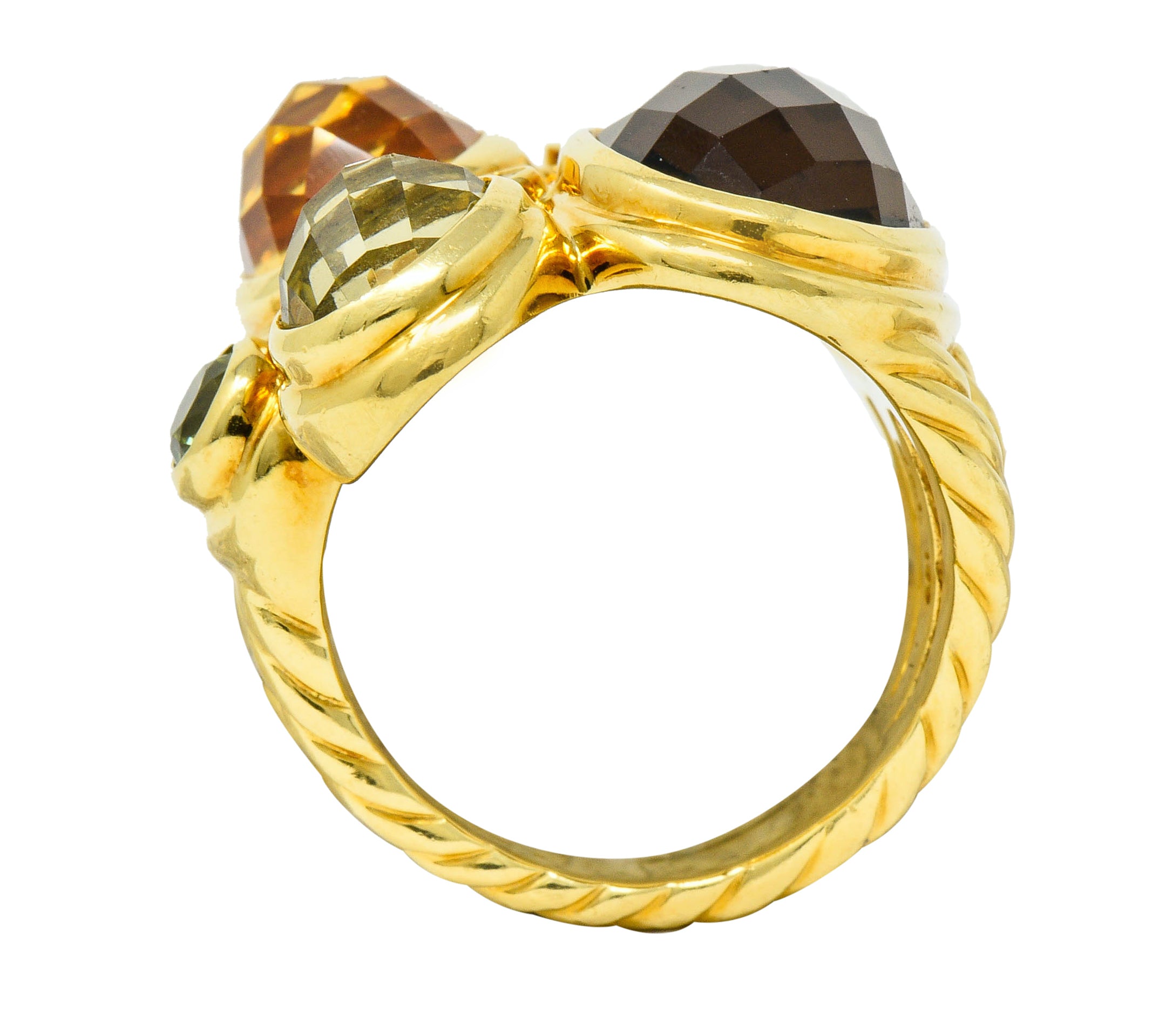 David Yurman Topaz Citrine Multi-Gem 18 Karat Gold Mosaic Cluster RingRing - Wilson's Estate Jewelry