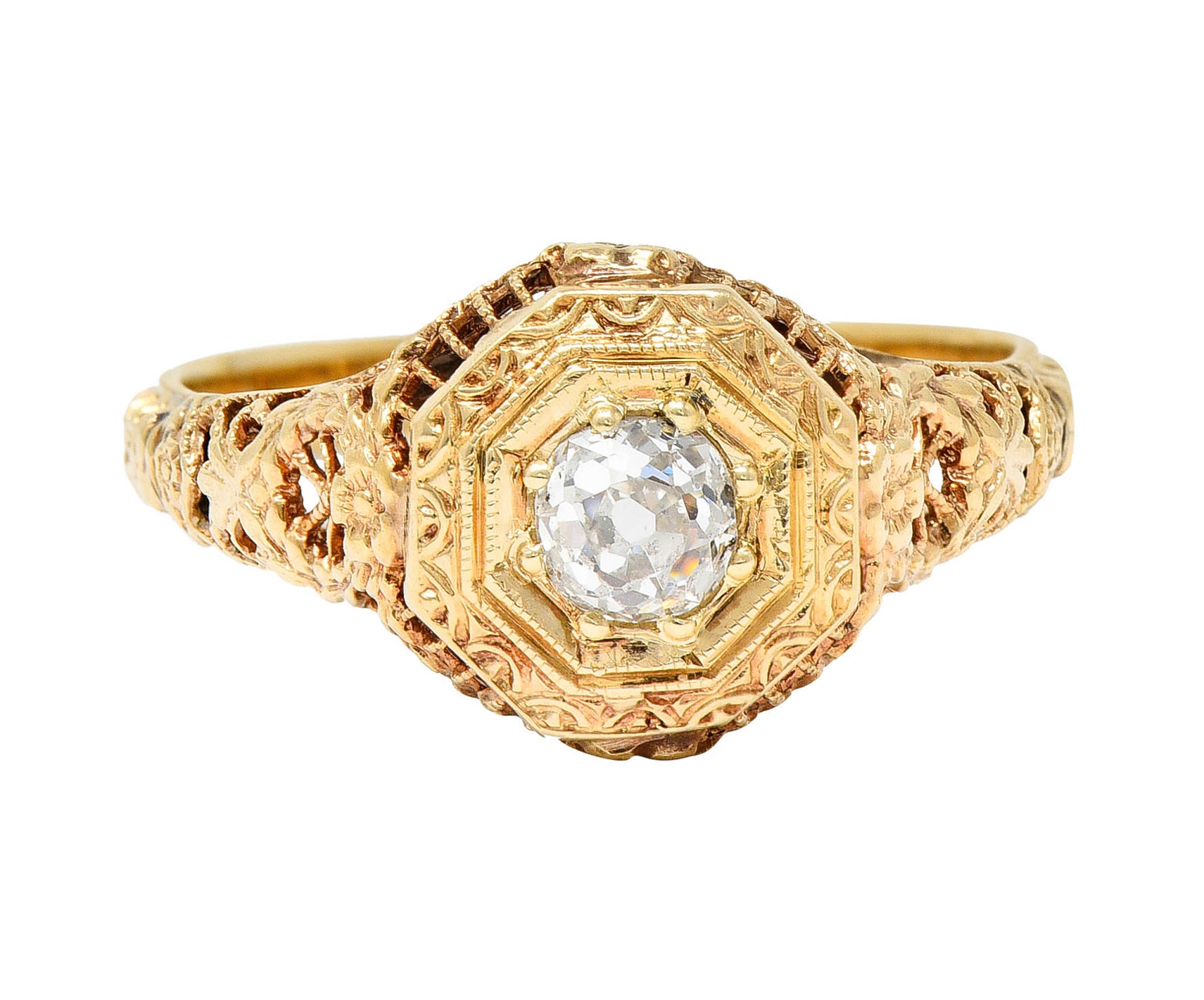 Early Edwardian 0.35 CTW Diamond 14 Karat Yellow Gold Engagement RingRing - Wilson's Estate Jewelry