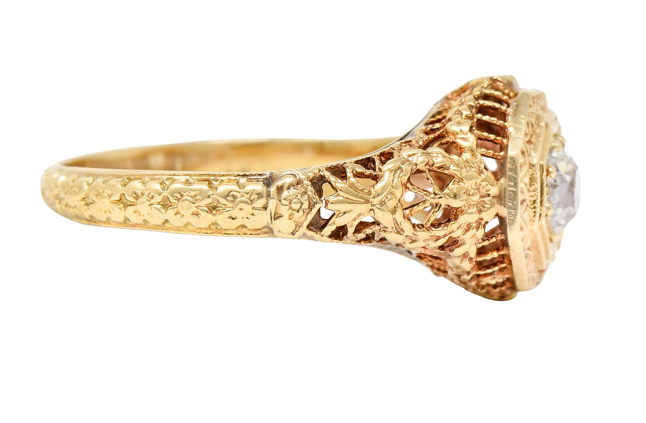 Early Edwardian 0.35 CTW Diamond 14 Karat Yellow Gold Engagement RingRing - Wilson's Estate Jewelry