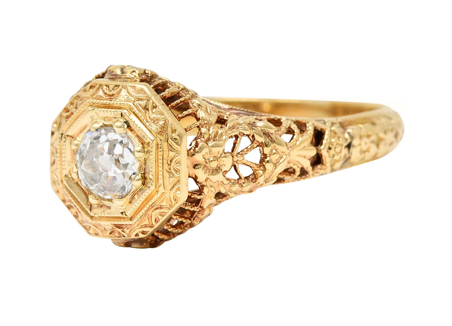 Early Edwardian 0.35 CTW Diamond 14 Karat Yellow Gold Engagement RingRing - Wilson's Estate Jewelry