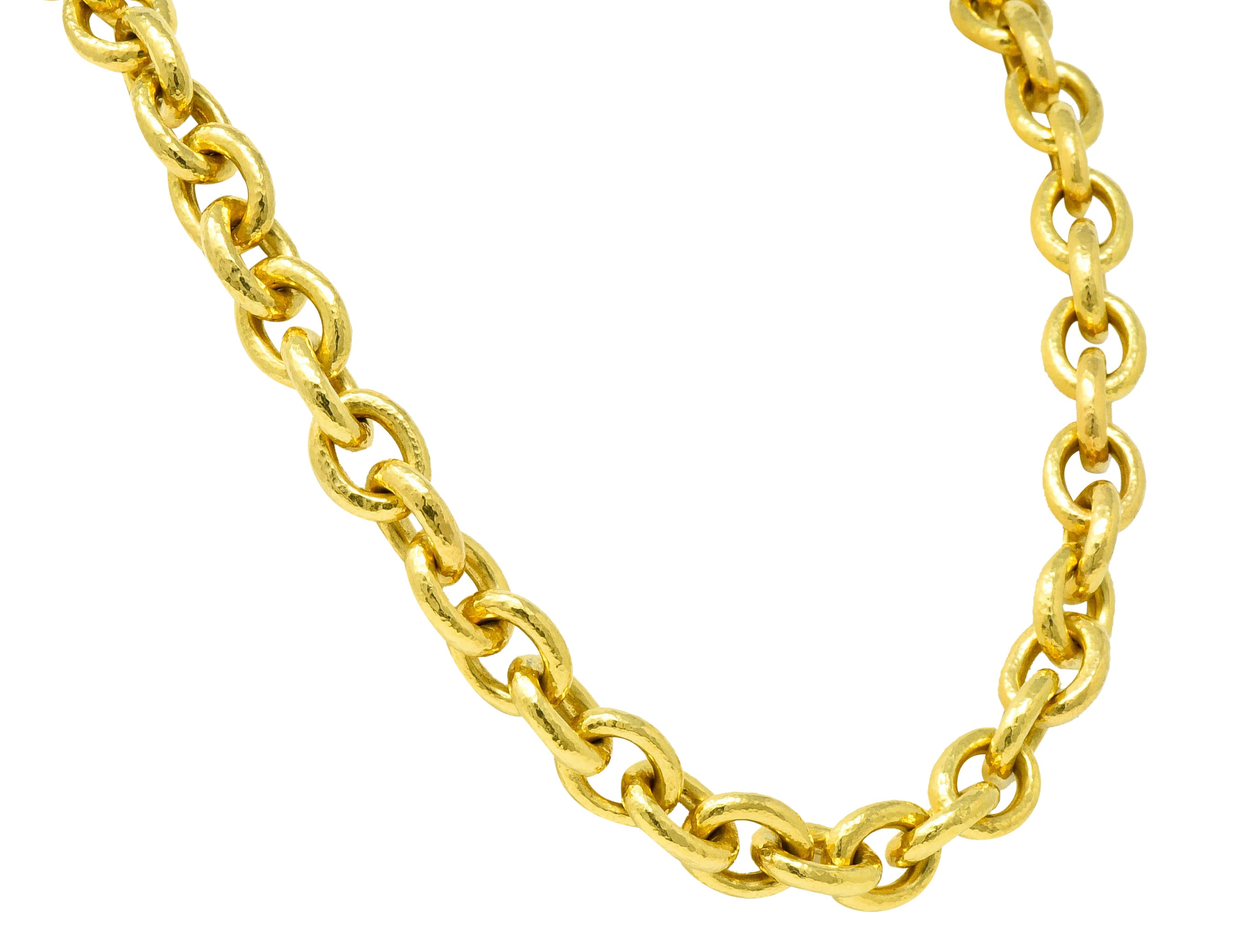 Elizabeth Locke Ruby 19 Karat Gold Hammered Curb Link Chain Collar NecklaceNecklace - Wilson's Estate Jewelry