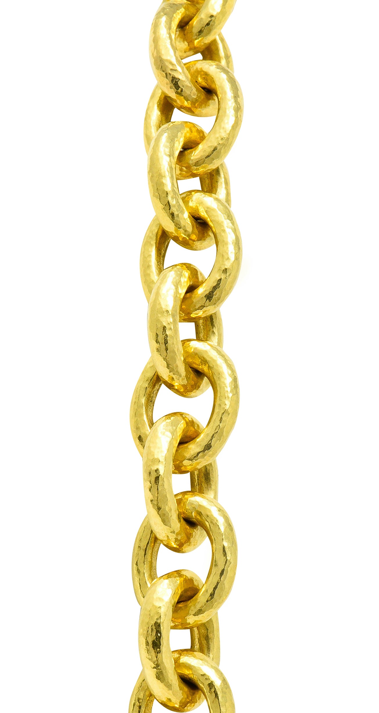 Elizabeth Locke Ruby 19 Karat Gold Hammered Curb Link Chain Collar NecklaceNecklace - Wilson's Estate Jewelry