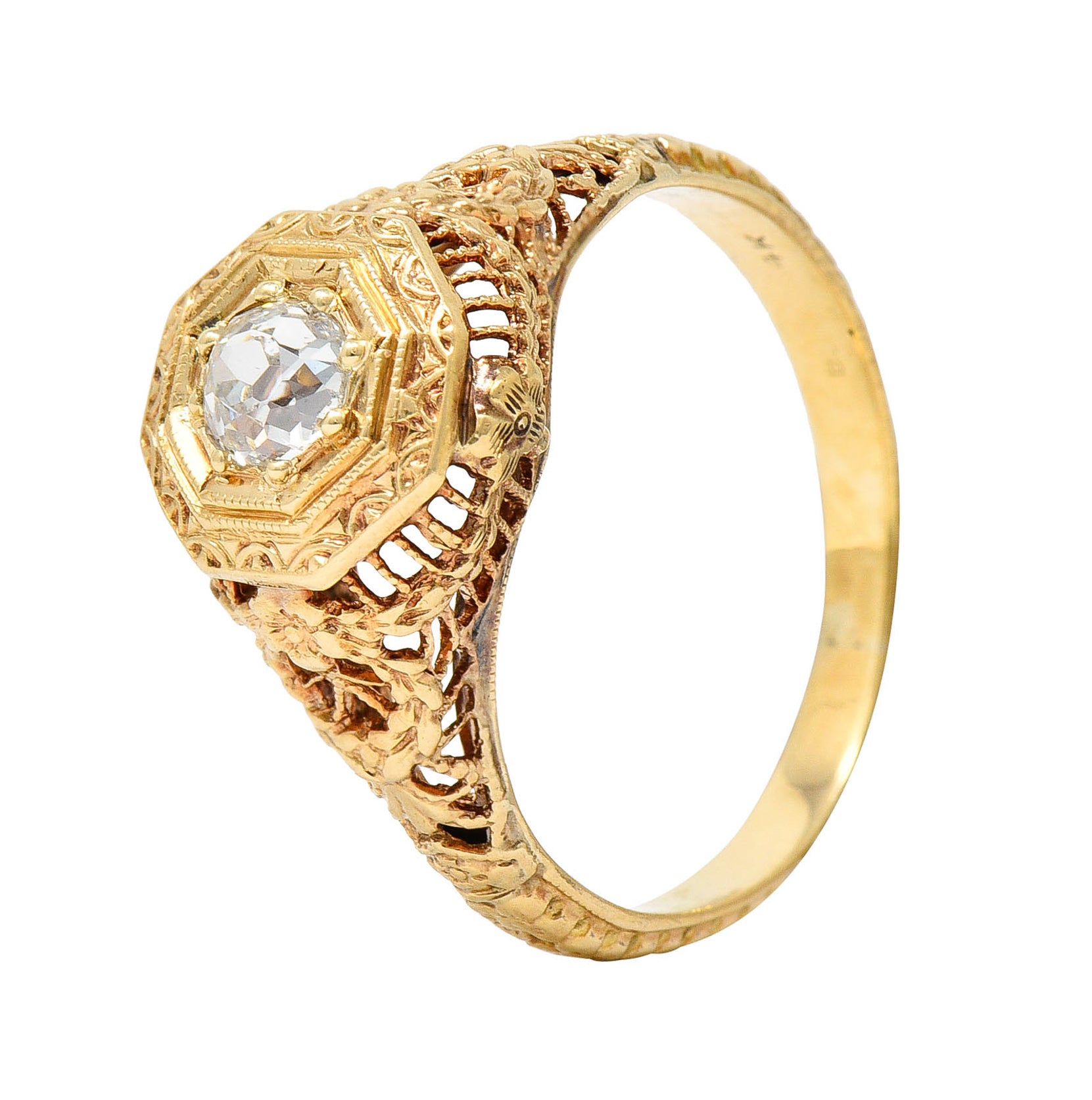 Early Edwardian 0.35 CTW Diamond 14 Karat Yellow Gold Engagement RingRing - Wilson's Estate Jewelry